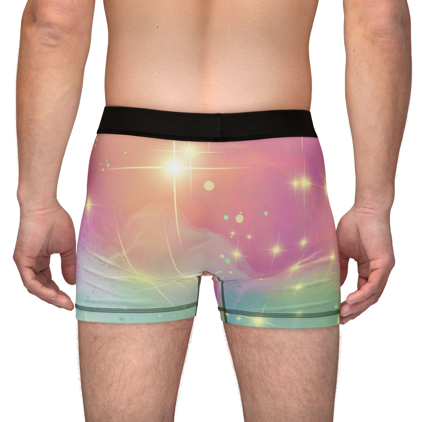 Cosmic Stardust Glow Boxer Briefs – Rainbow Galaxy Pride Underwear | Soft, Breathable Celestial Intimates for All Genders by Rainbowtique