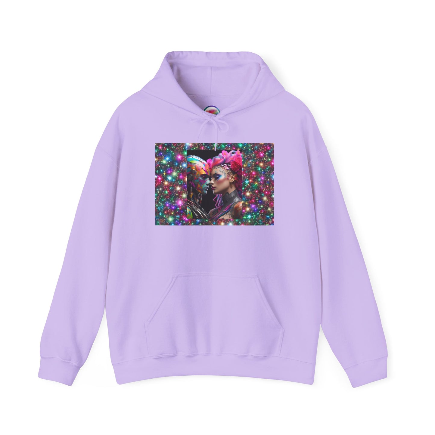 AI Rainbow Robot Trans Pride Love Hoodie – Vibrant & Cozy All-Over Print Sweatshirt – LGBTQ+ Futuristic Pride Fashion