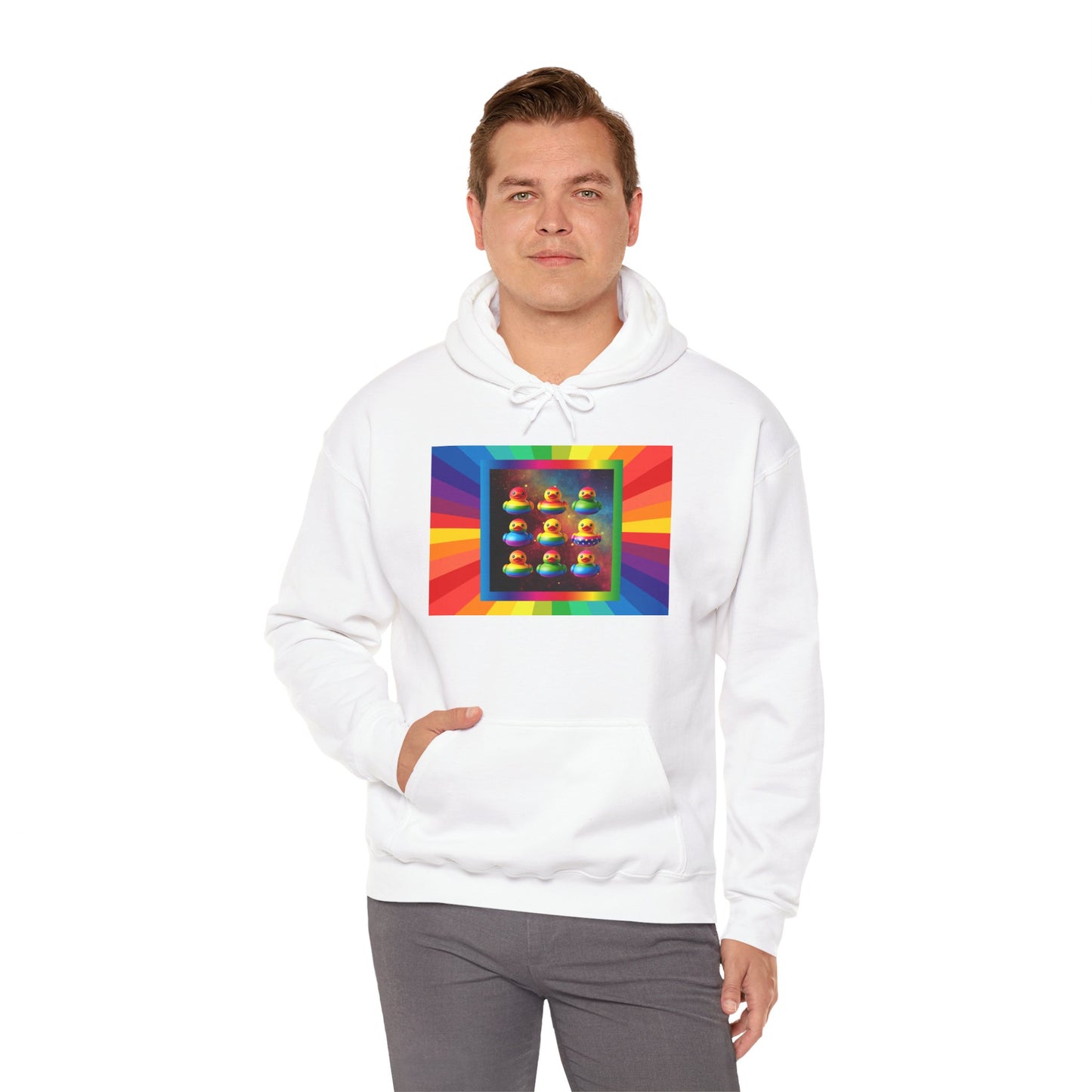 Rainbow Rubber Ducky Pride Hoodie – Cozy & Colorful All-Over Print Sweatshirt – Fun LGBTQ+ Streetwear & Pride Fashion