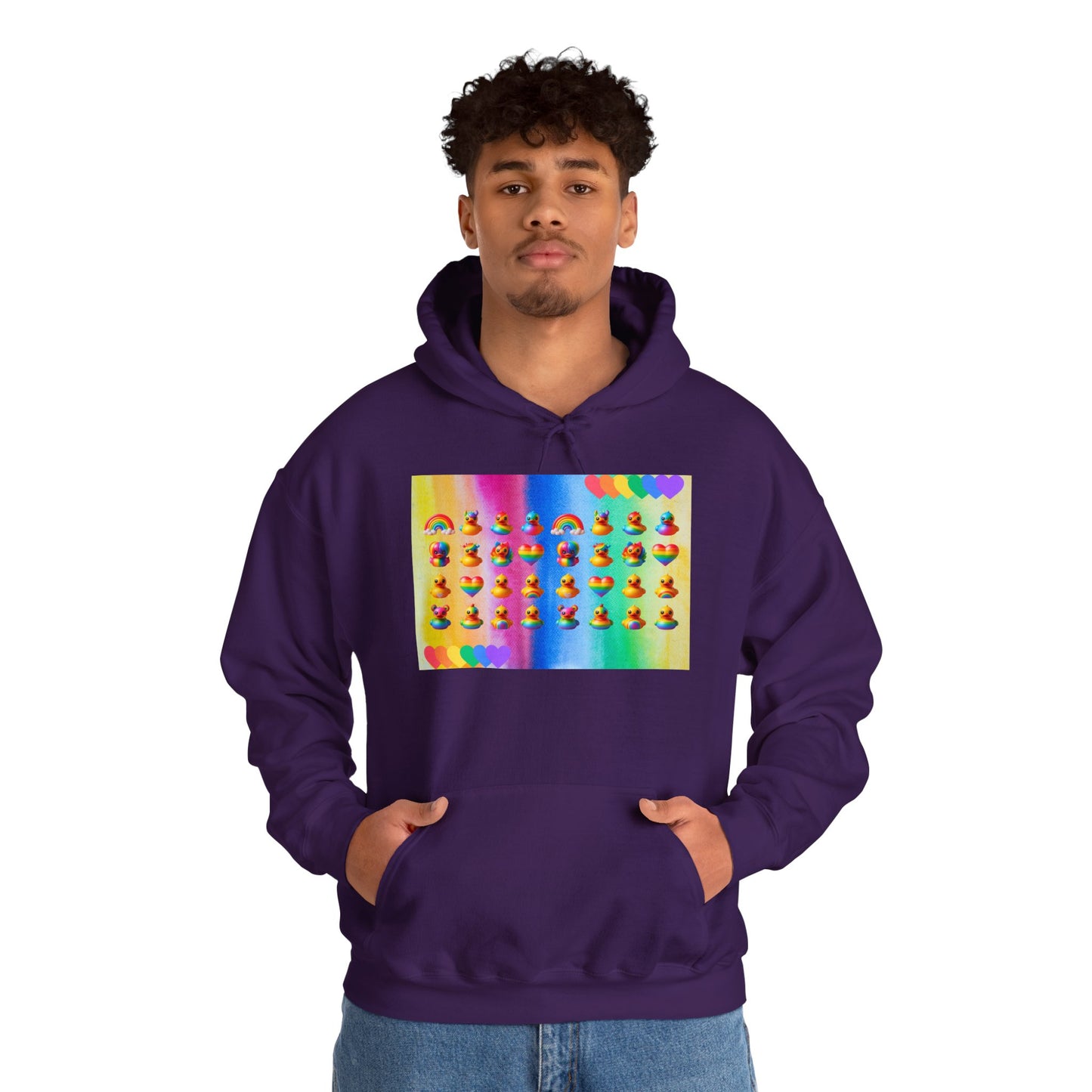 Rainbow Rubber Ducky Pride Hoodie – Cozy & Colorful All-Over Print Sweatshirt – Fun LGBTQ+ Streetwear & Pride Fashion