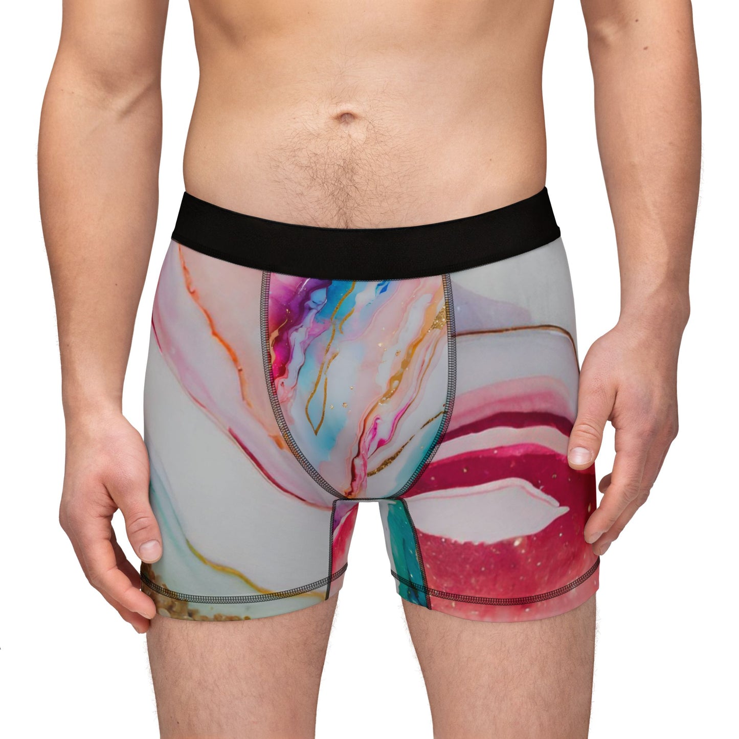 Rainbow Marble Magic Boxer Briefs – Colorful Pride Underwear | Soft, Breathable Artistic Loungewear for All-Gender Comfort by Rainbowtique
