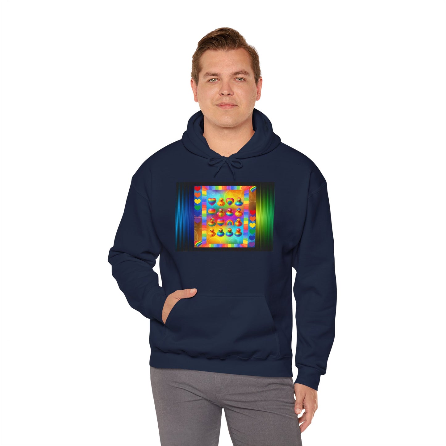 Rainbow Rubber Ducky Pride Hoodie – Cozy & Colorful All-Over Print Sweatshirt – Fun LGBTQ+ Streetwear & Pride Fashion