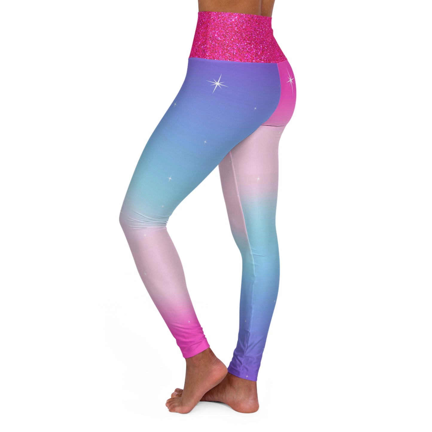 Rainbow Cotton Candy Cosmos Leggings – Pastel Galaxy Activewear | High-Waisted Ombre Pride Leggings by Rainbowtique