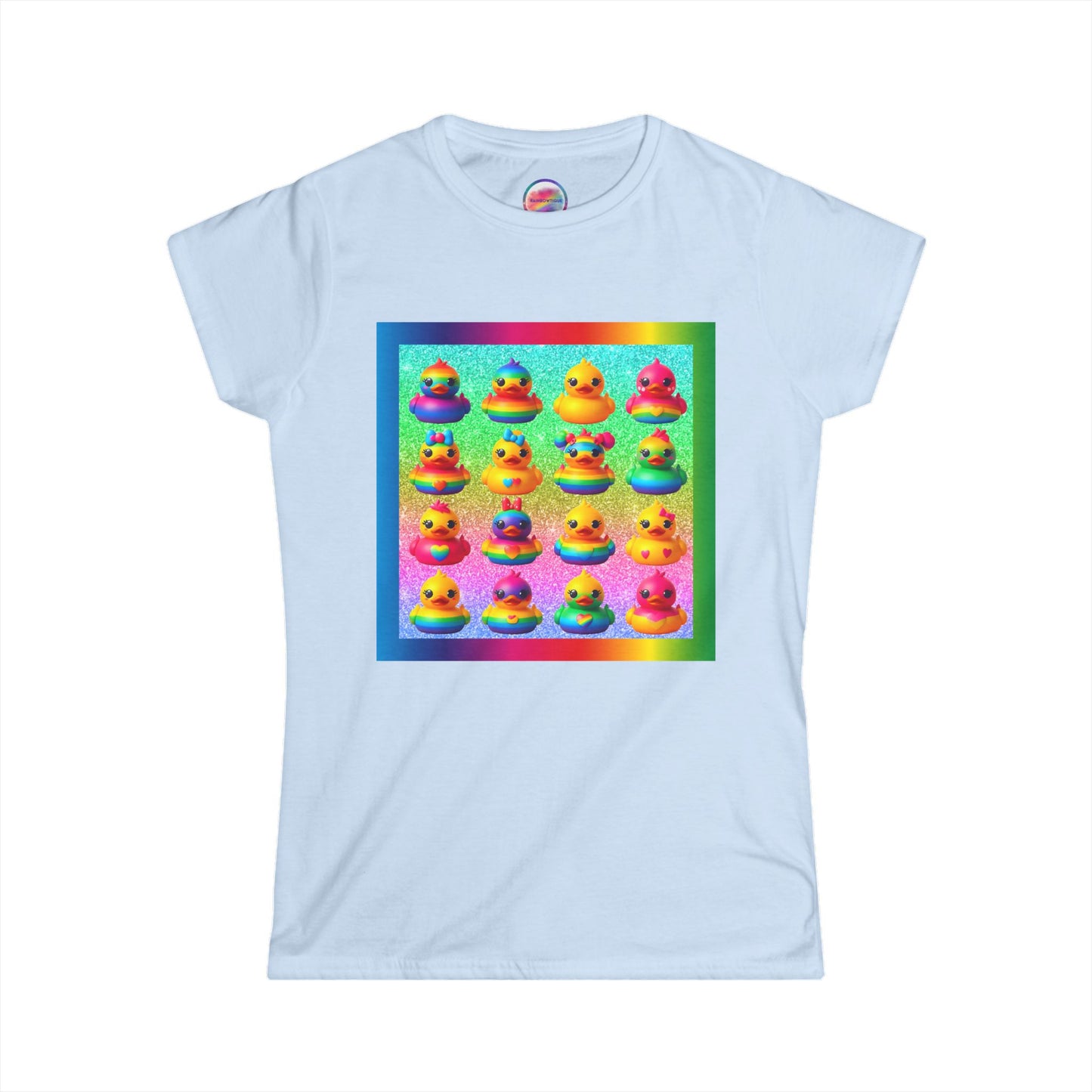 Rainbow Rubber Ducky T-Shirt – Soft All-Over Print Tee for Pride & Fun Fashion – Cute & Playful Everyday Style