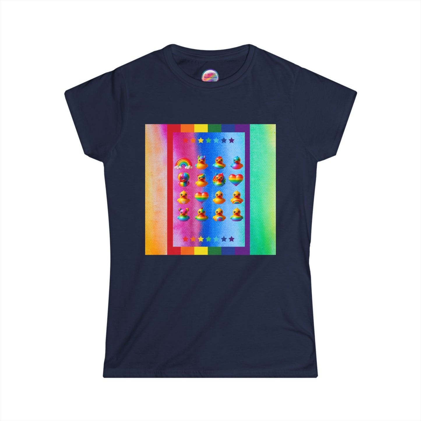 Rainbow Rubber Ducky T-Shirt – Soft All-Over Print Tee for Pride & Fun Fashion – Cute & Playful Everyday Style