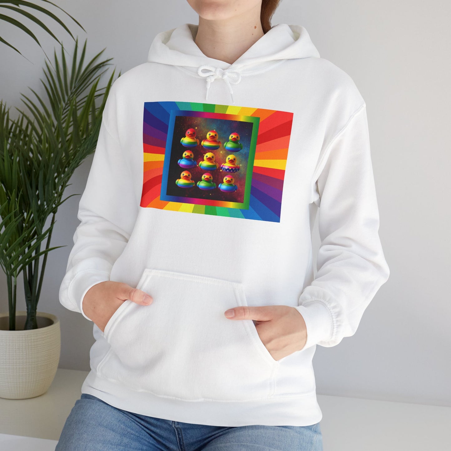Rainbow Rubber Ducky Pride Hoodie – Cozy & Colorful All-Over Print Sweatshirt – Fun LGBTQ+ Streetwear & Pride Fashion