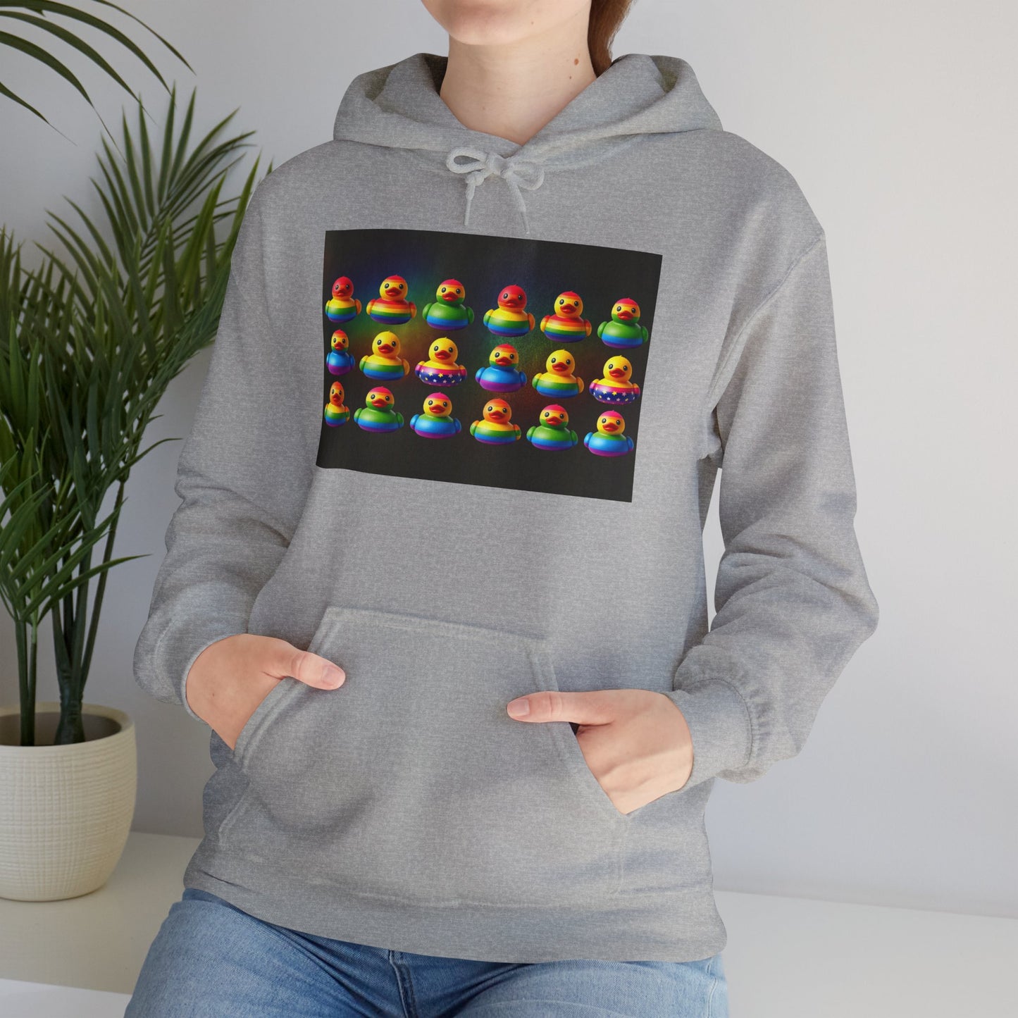 Rainbow Rubber Ducky Pride Hoodie – Cozy & Colorful All-Over Print Sweatshirt – Fun LGBTQ+ Streetwear & Pride Fashion