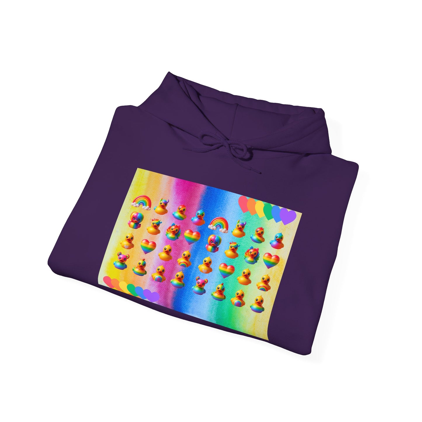 Rainbow Rubber Ducky Pride Hoodie – Cozy & Colorful All-Over Print Sweatshirt – Fun LGBTQ+ Streetwear & Pride Fashion