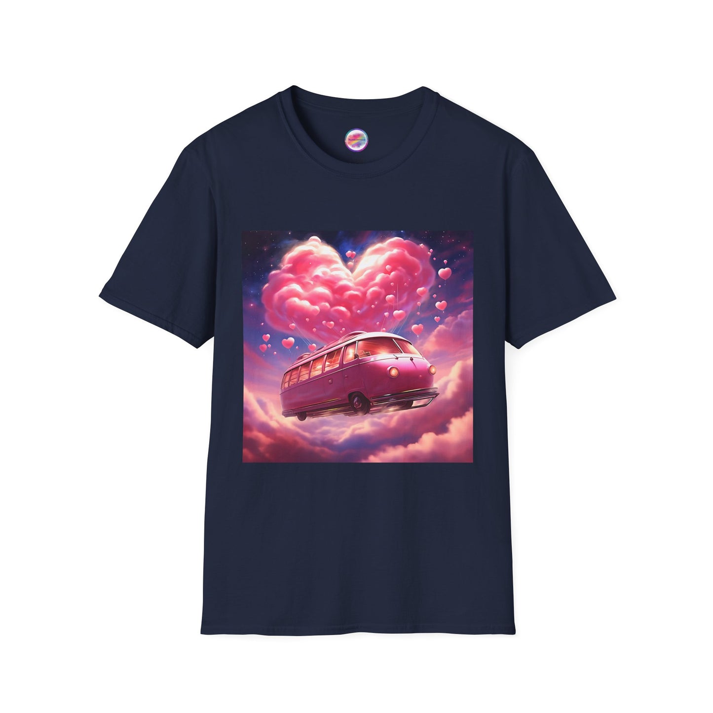 Rainbow Magical Retro Love Bug Space Bus T-Shirt – Whimsical & Playful All-Over Print Tee – Soft, Comfortable & Ethically Made