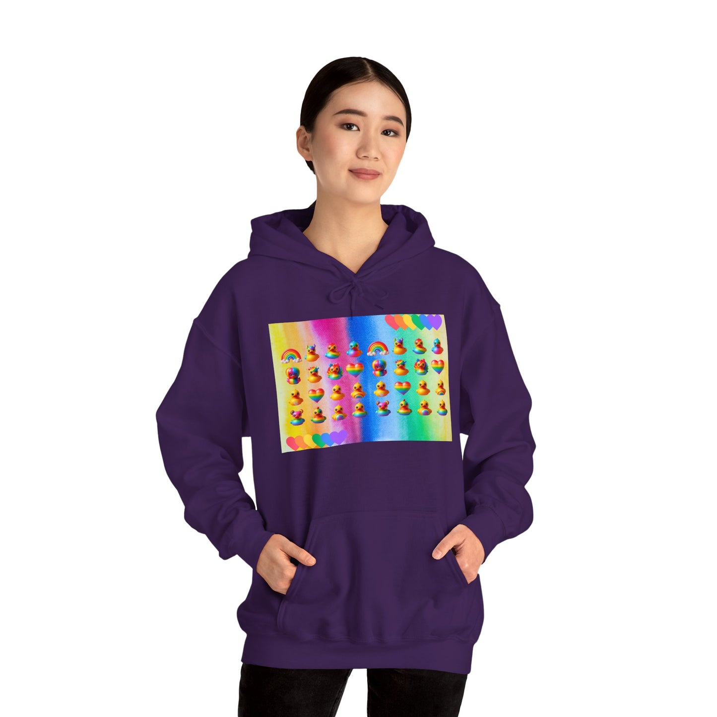 Rainbow Rubber Ducky Pride Hoodie – Cozy & Colorful All-Over Print Sweatshirt – Fun LGBTQ+ Streetwear & Pride Fashion