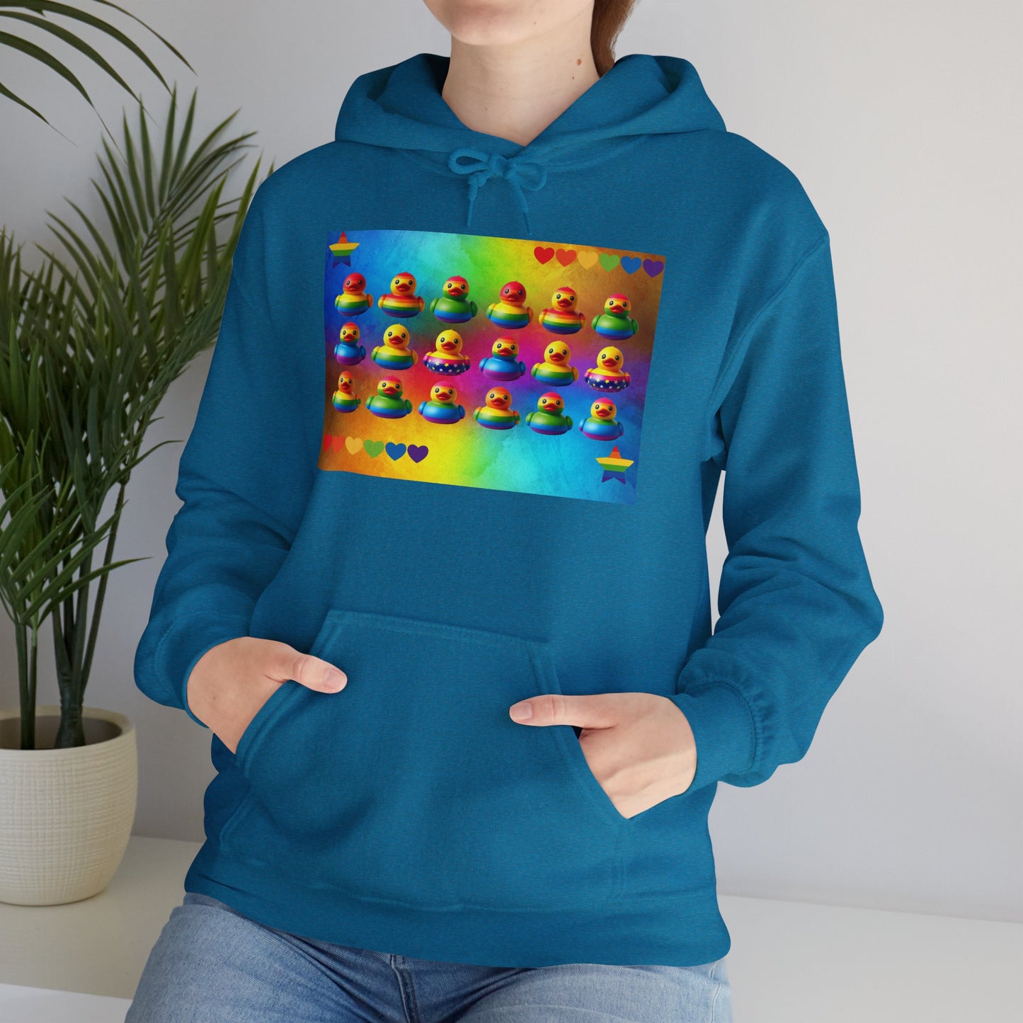 Rainbow Rubber Ducky Pride Hoodie – Cozy & Colorful All-Over Print Sweatshirt – Fun LGBTQ+ Streetwear & Pride Fashion