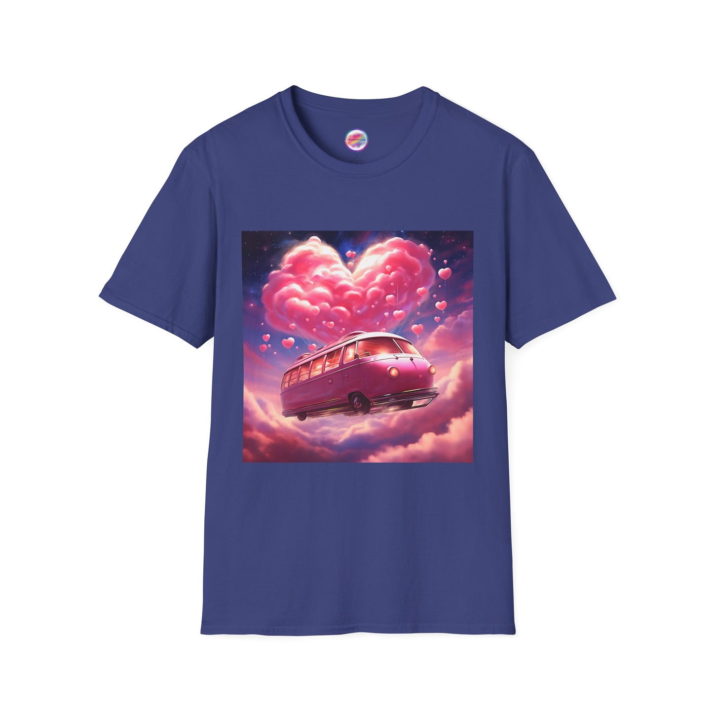 Rainbow Magical Retro Love Bug Space Bus T-Shirt – Whimsical & Playful All-Over Print Tee – Soft, Comfortable & Ethically Made