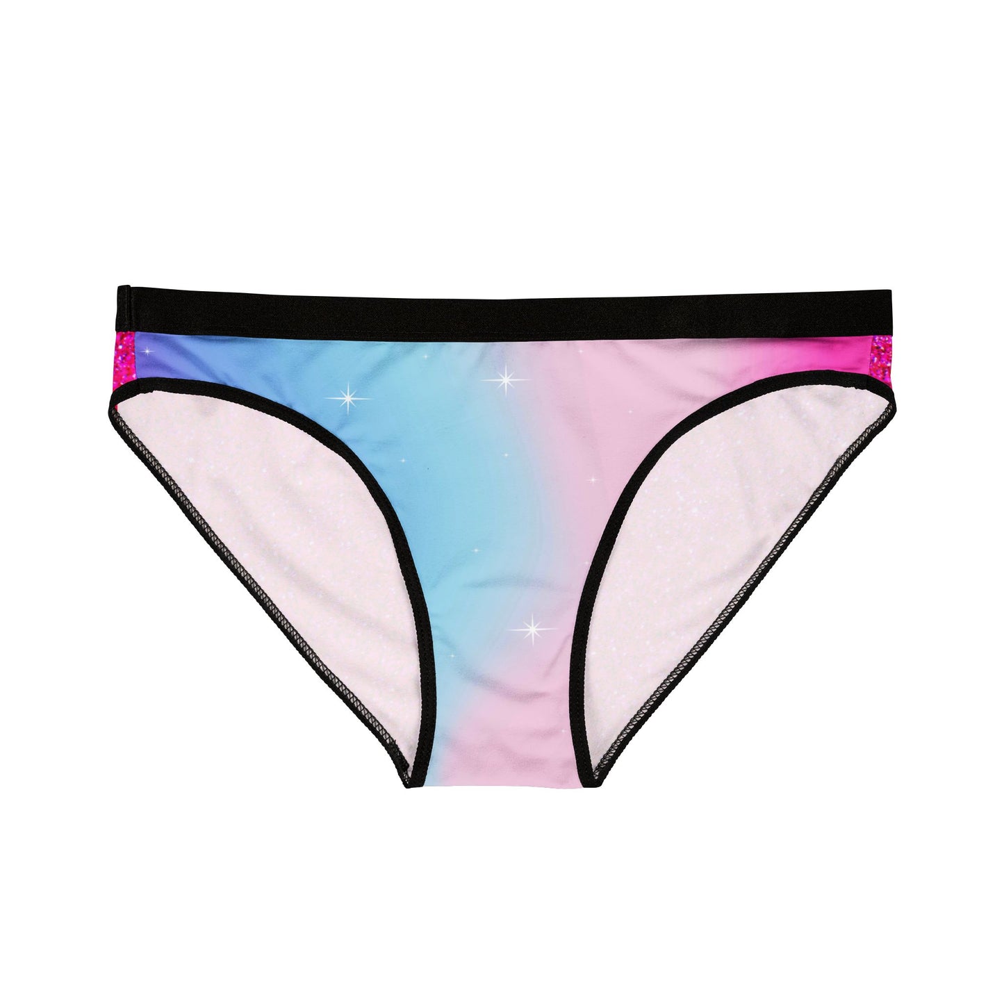 Rainbow Cotton Candy Cosmos Bikini Underwear – Vibrant Galaxy Pattern from Rainbowtique’s Athletic Wear Collection