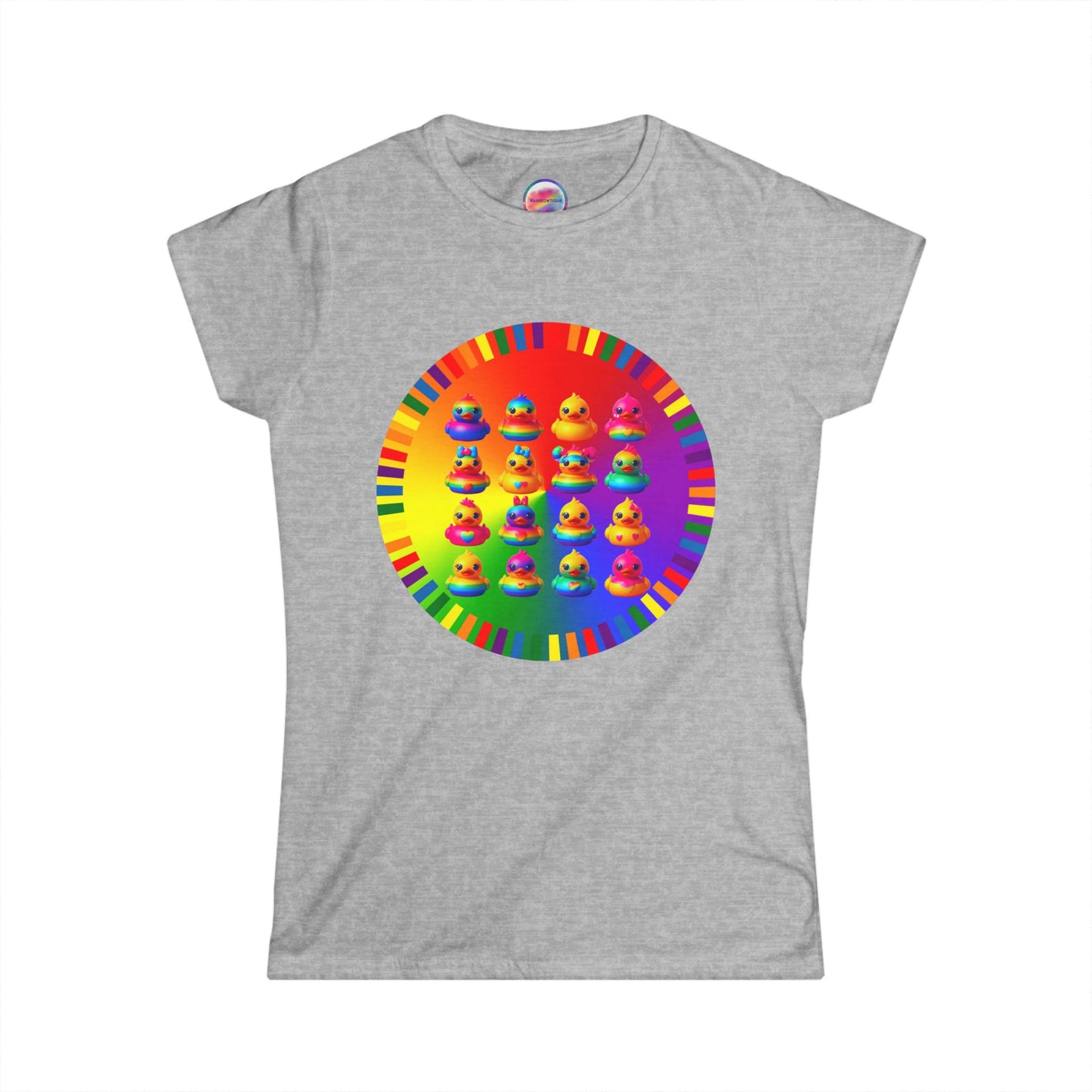Rainbow Rubber Ducky T-Shirt – Soft All-Over Print Tee for Pride & Fun Fashion – Cute & Playful Everyday Style