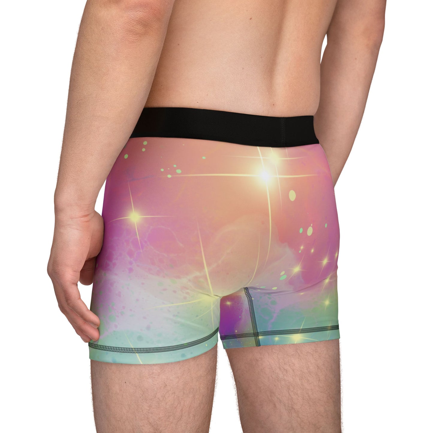 Cosmic Stardust Glow Boxer Briefs – Rainbow Galaxy Pride Underwear | Soft, Breathable Celestial Intimates for All Genders by Rainbowtique