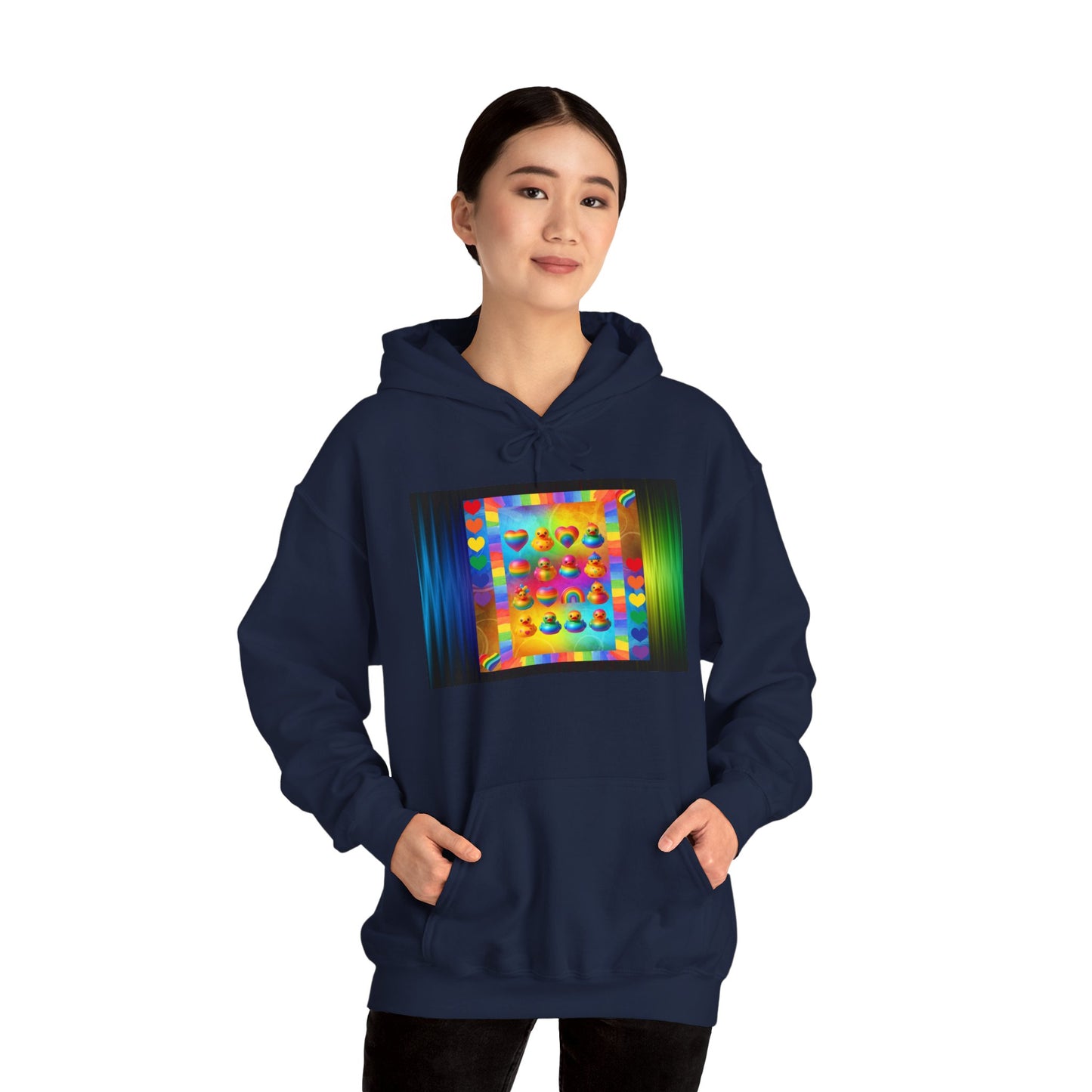 Rainbow Rubber Ducky Pride Hoodie – Cozy & Colorful All-Over Print Sweatshirt – Fun LGBTQ+ Streetwear & Pride Fashion