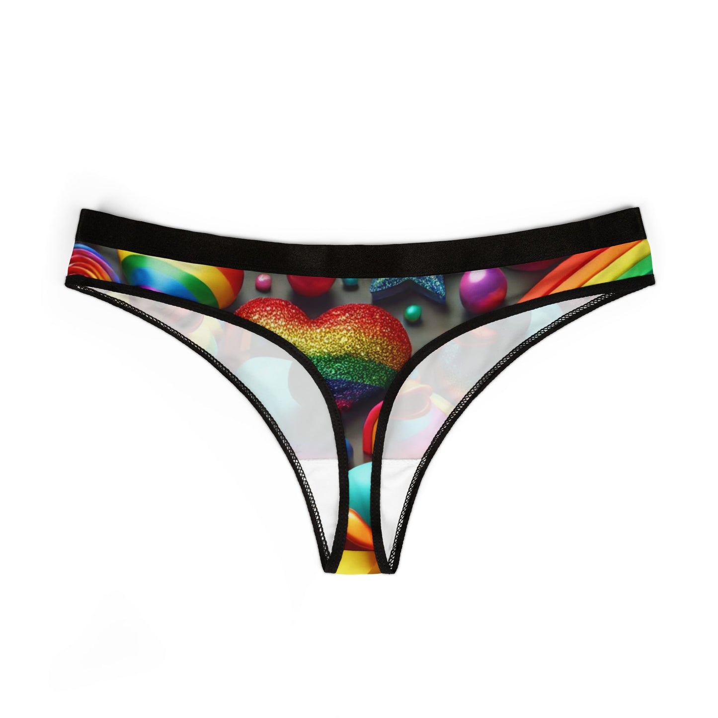 Sparkle n Splash Rainbow Rubber Ducky Love Thong – Colorful Rainbow Duck Print | Soft, Breathable & Comfortable Pride Intimates