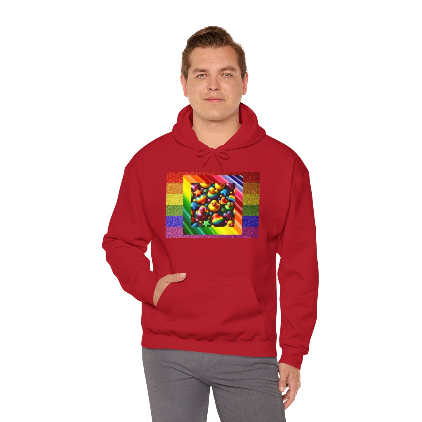 Rainbow Rubber Ducky Pride Hoodie – Cozy & Colorful All-Over Print Sweatshirt – Fun LGBTQ+ Streetwear & Pride Fashion