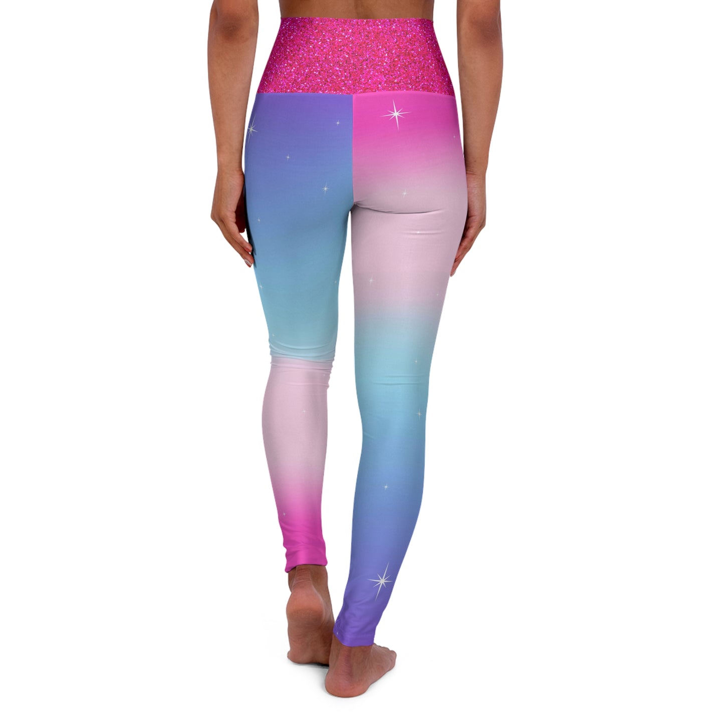 Rainbow Cotton Candy Cosmos Leggings – Pastel Galaxy Activewear | High-Waisted Ombre Pride Leggings by Rainbowtique