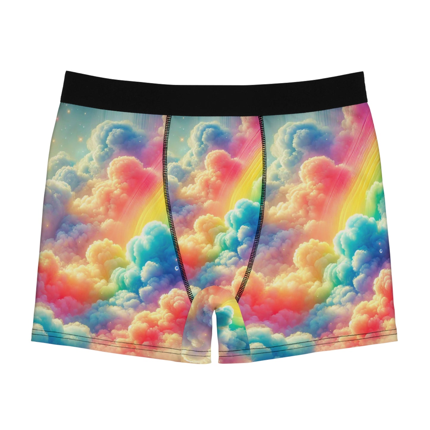 Rainbow Dreamscape Sky Candy Boxer Briefs – Ultra-Soft & Breathable All-Over Print Underwear for Comfort & Pride – Vibrant Galaxy Sky Design