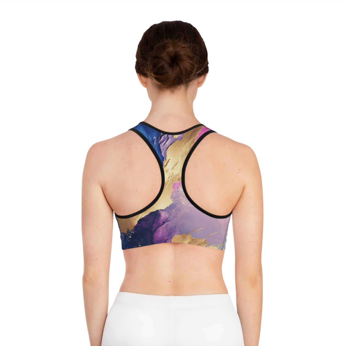 Cosmic Stardust Glow Sports Bra – Pastel Galaxy Pride Activewear | Breathable Stretchy All-Gender Workout Top by Rainbowtique