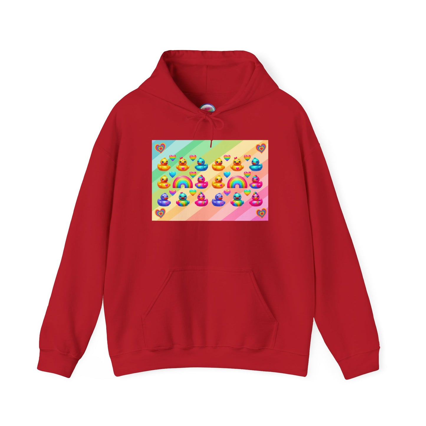 Rainbow Rubber Ducky Pride Hoodie – Cute & Cozy All-Over Print Sweatshirt – LGBTQ+ Equality & Everyday Comfort