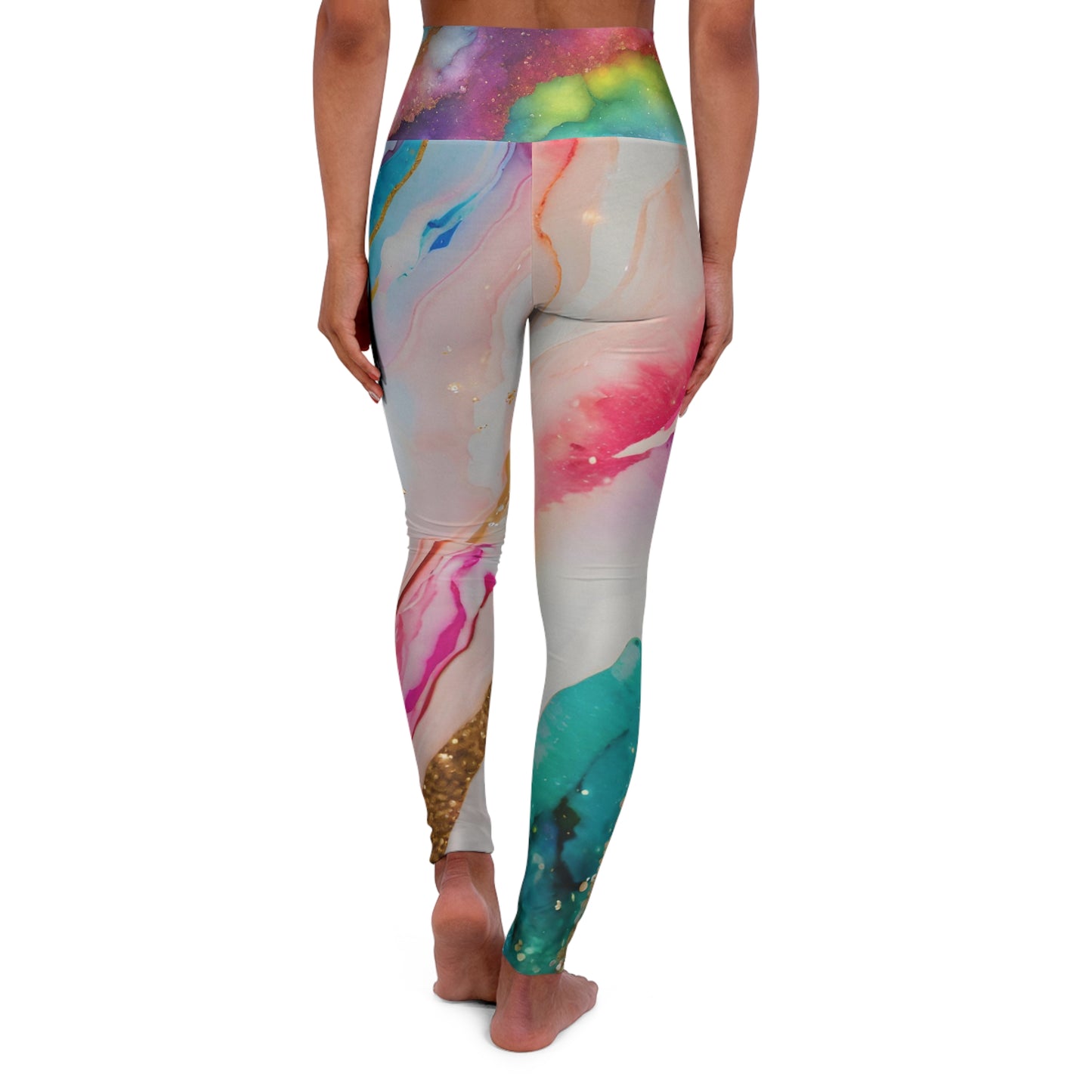 Rainbow Marble Magic Leggings – Luxe Watercolor Activewear | High-Waisted Stretchy Pride Leggings for All-Day Comfort by Rainbowtique