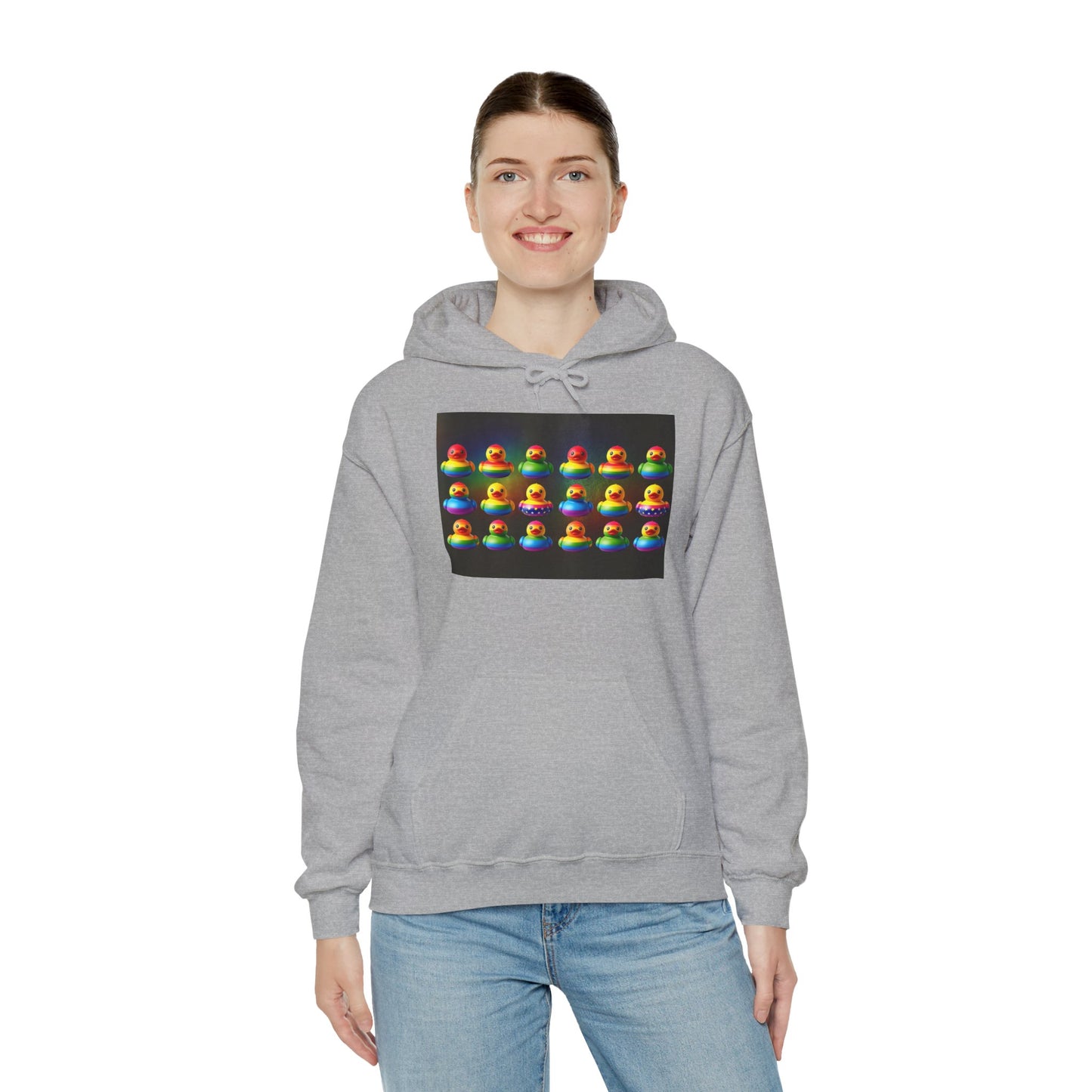 Rainbow Rubber Ducky Pride Hoodie – Cozy & Colorful All-Over Print Sweatshirt – Fun LGBTQ+ Streetwear & Pride Fashion