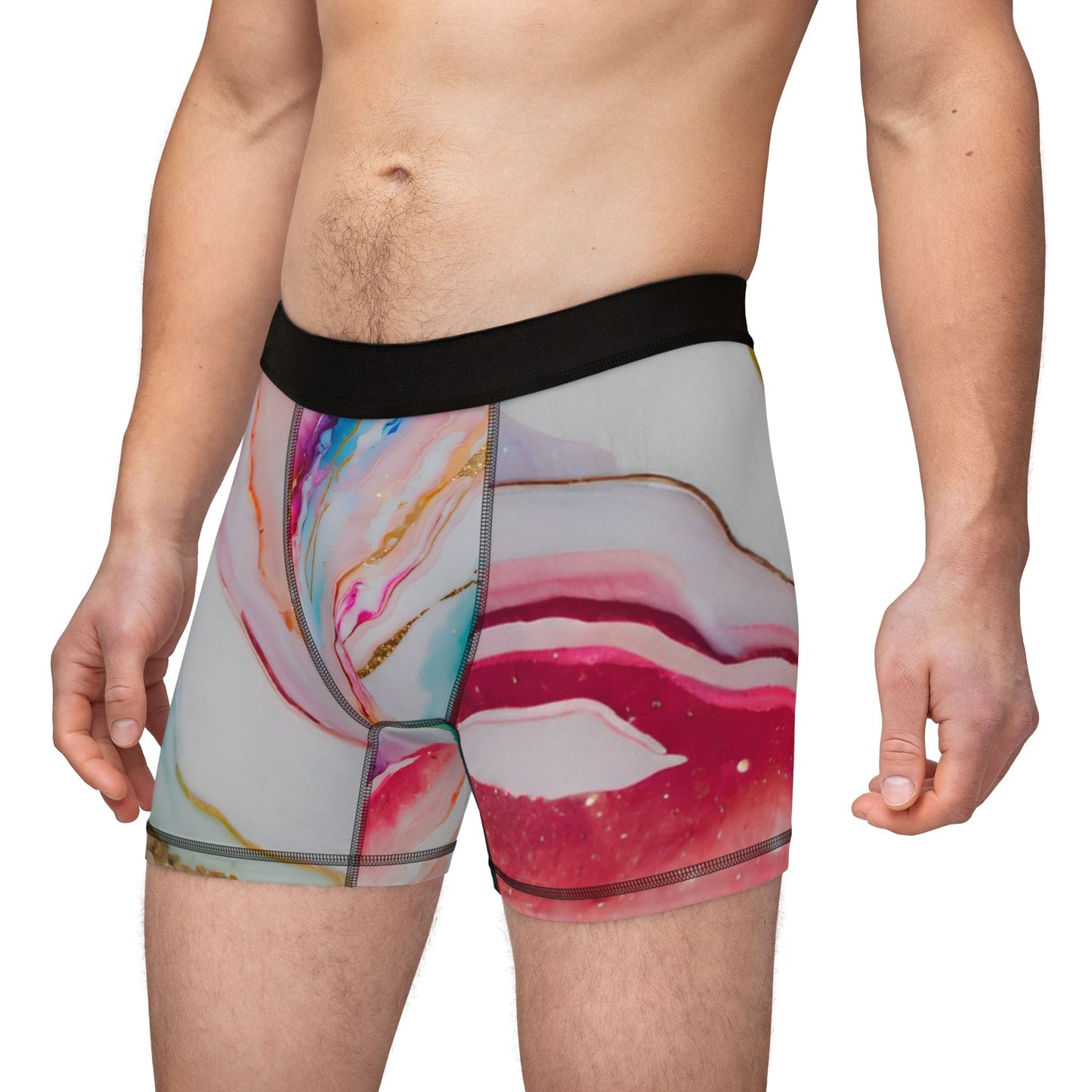 Rainbow Marble Magic Boxer Briefs – Colorful Pride Underwear | Soft, Breathable Artistic Loungewear for All-Gender Comfort by Rainbowtique