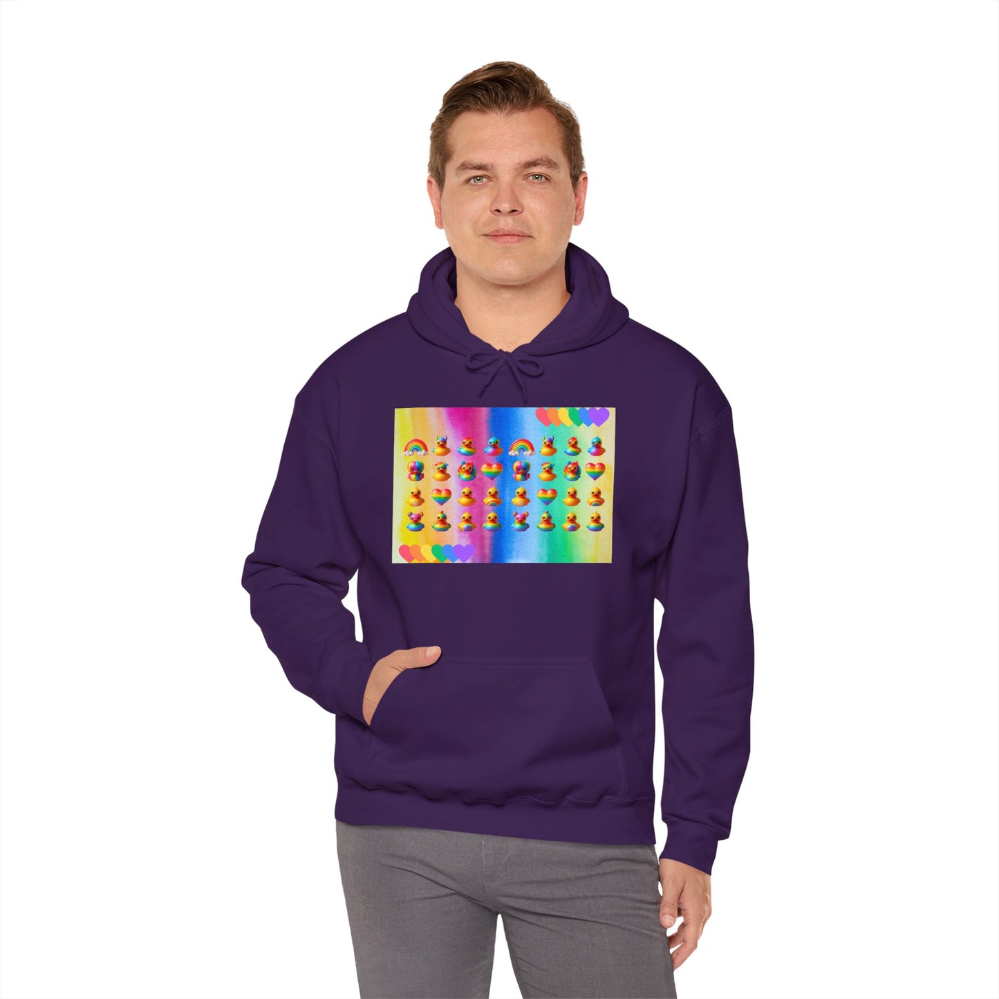 Rainbow Rubber Ducky Pride Hoodie – Cozy & Colorful All-Over Print Sweatshirt – Fun LGBTQ+ Streetwear & Pride Fashion