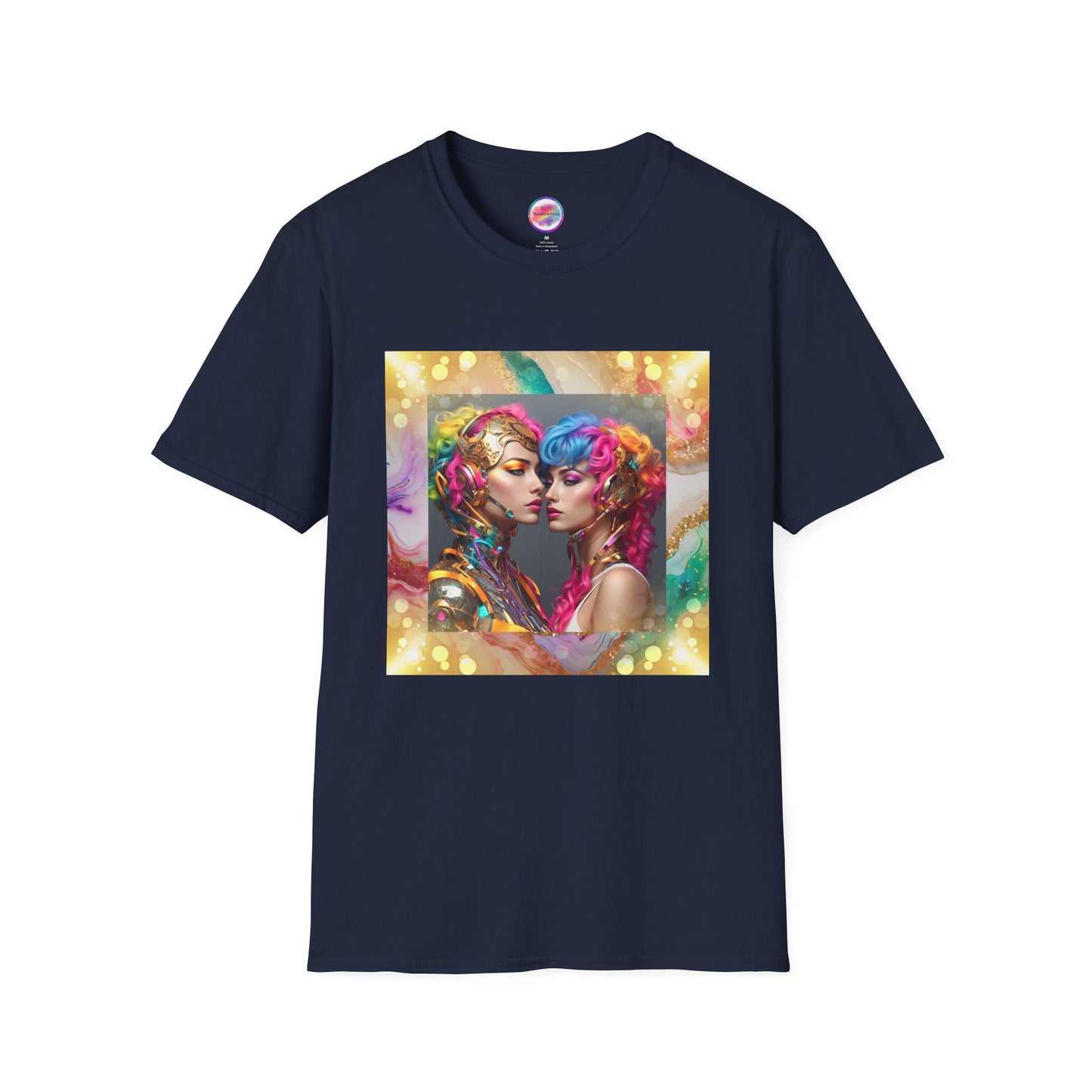 AI Rainbow Robot Love T-Shirt – Trendy & Futuristic All-Over Print Tee – LGBTQ+ Pride & Love is Love Fashion