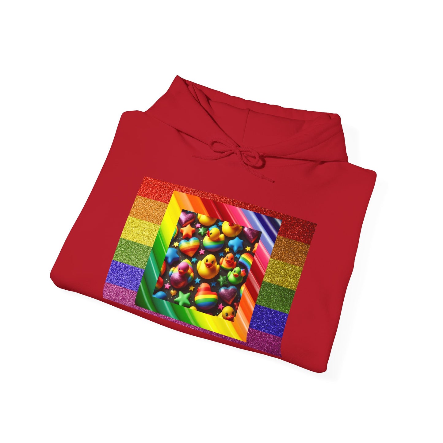 Rainbow Rubber Ducky Pride Hoodie – Cozy & Colorful All-Over Print Sweatshirt – Fun LGBTQ+ Streetwear & Pride Fashion