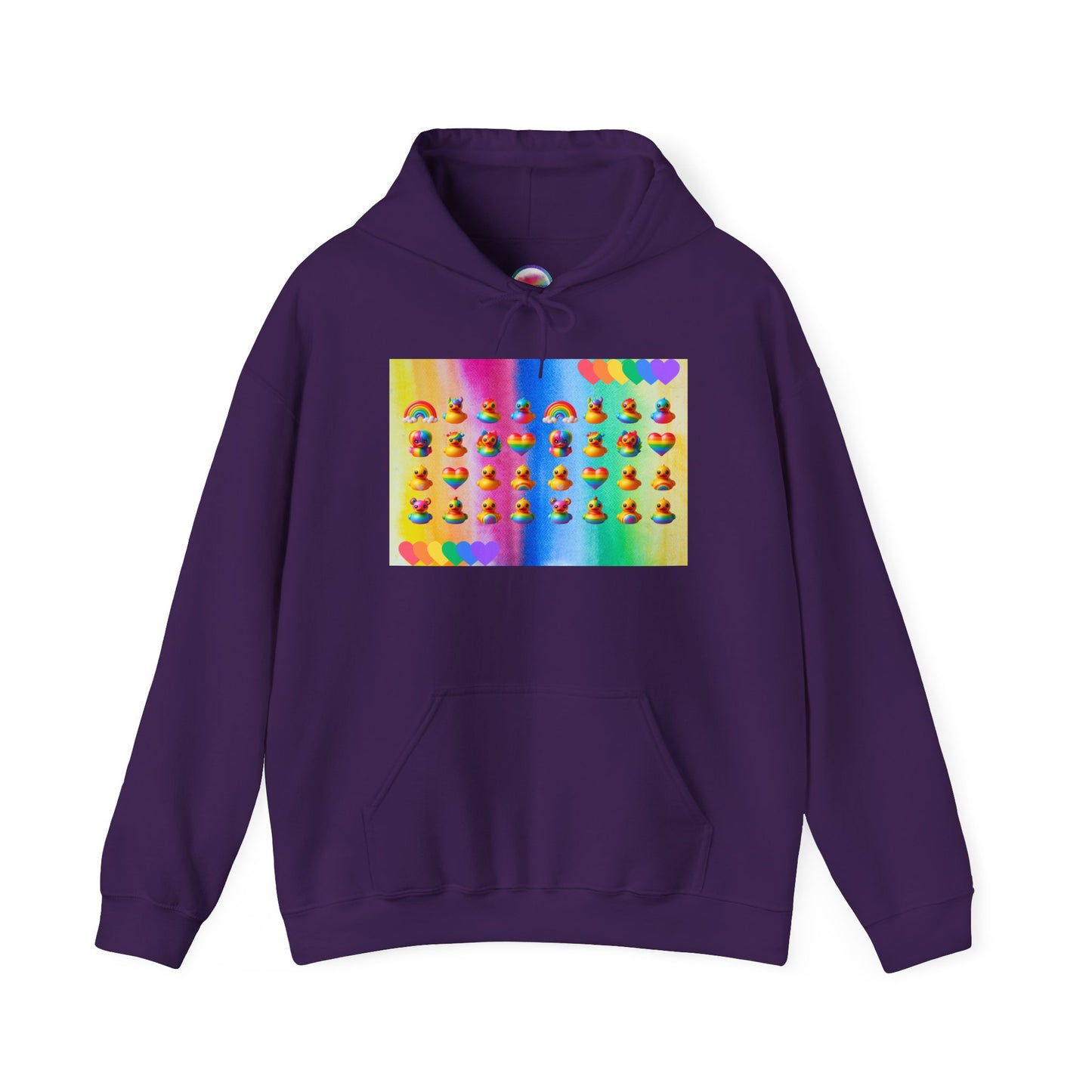Rainbow Rubber Ducky Pride Hoodie – Cozy & Colorful All-Over Print Sweatshirt – Fun LGBTQ+ Streetwear & Pride Fashion