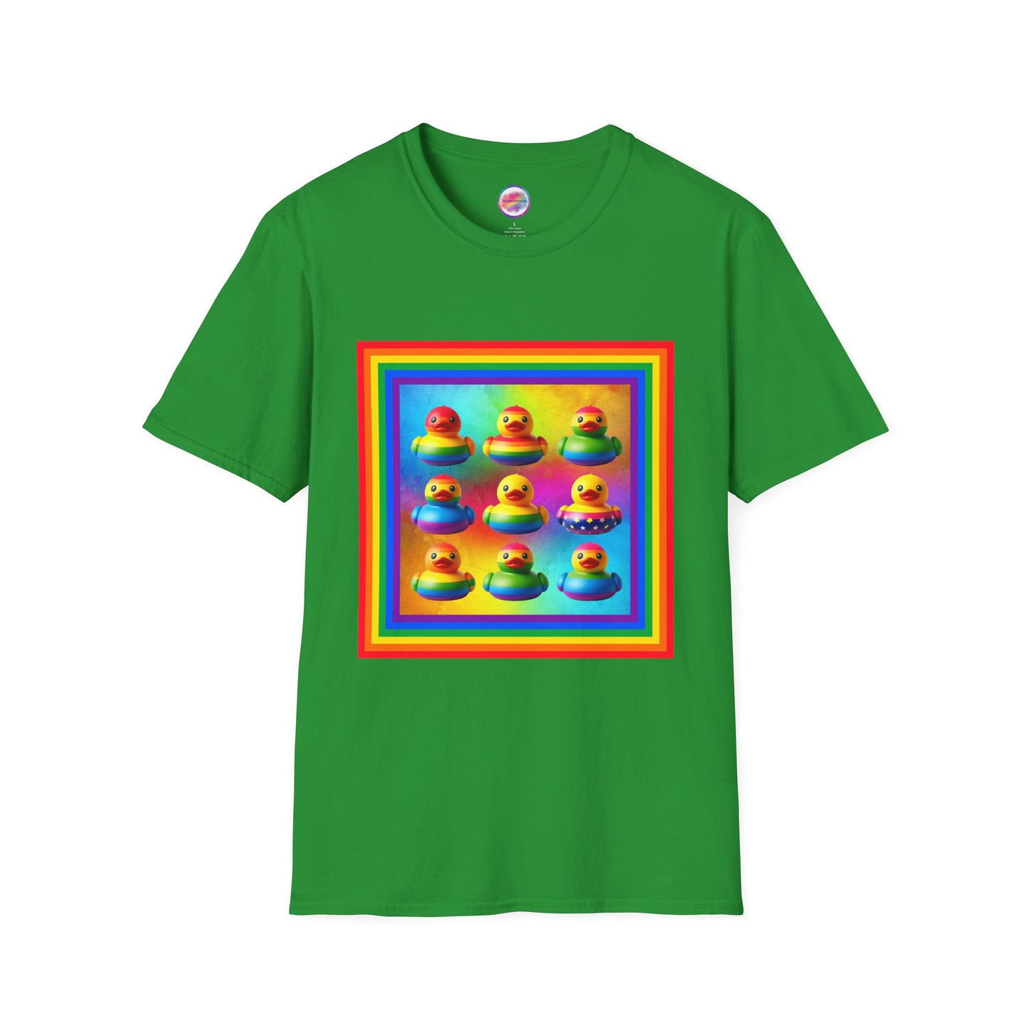 Rainbow Rubber Ducky Pride T-Shirt – Colorful All-Over Print Tee for Celebrations & Self-Expression – Fun LGBTQ+ Fashion