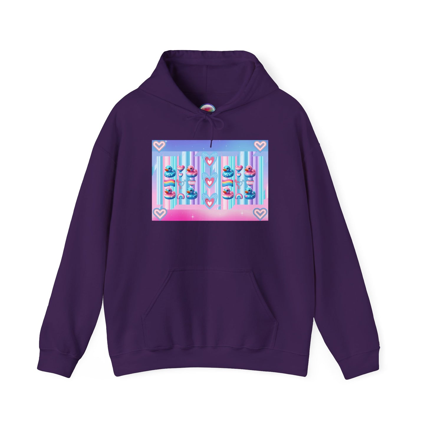 Rainbow Rubber Ducky Trans-Pride Hoodie – Cozy & Cute All-Over Print Sweatshirt – LGBTQ+ Comfort & Pride Fashion