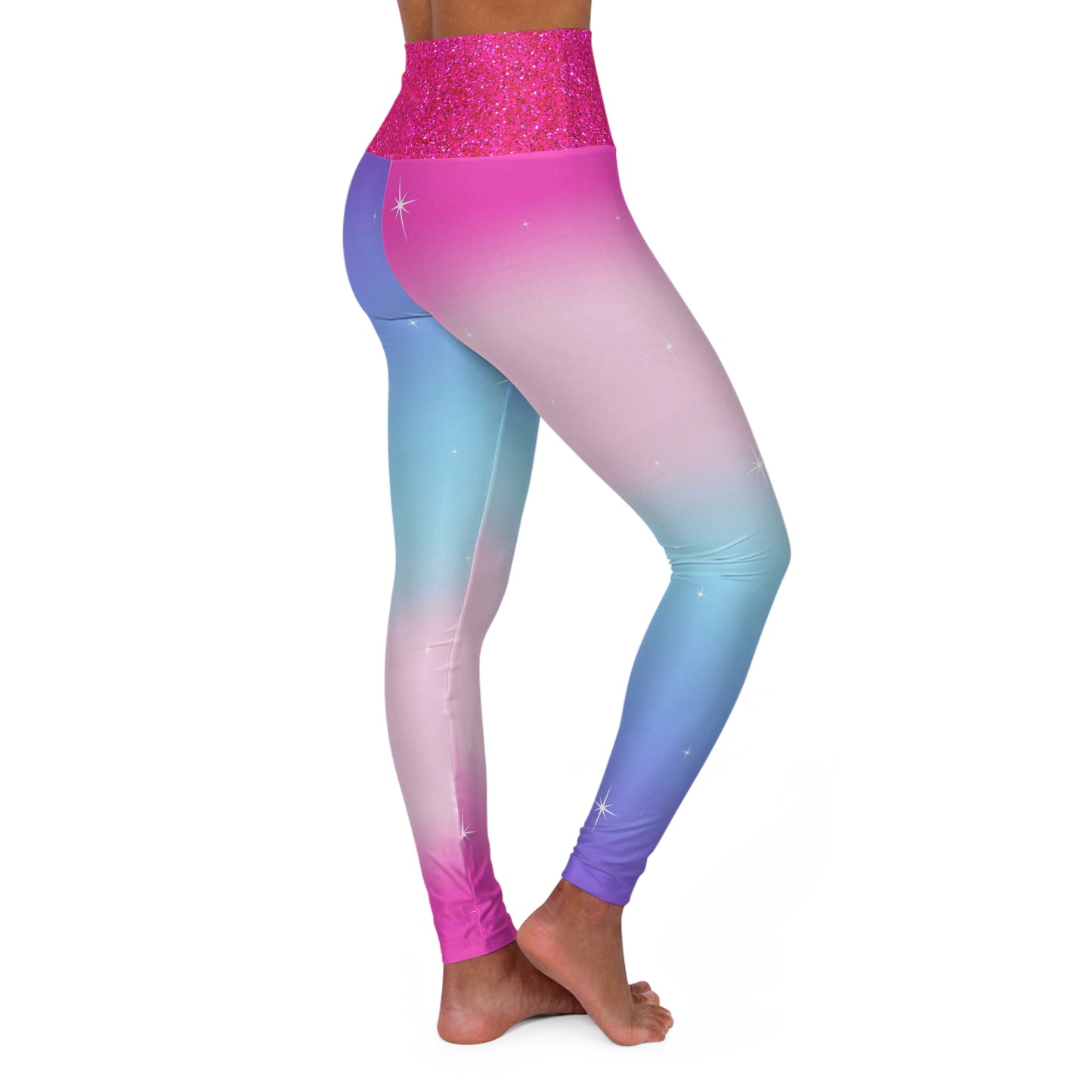 Rainbow Cotton Candy Cosmos Leggings – Pastel Galaxy Activewear | High-Waisted Ombre Pride Leggings by Rainbowtique
