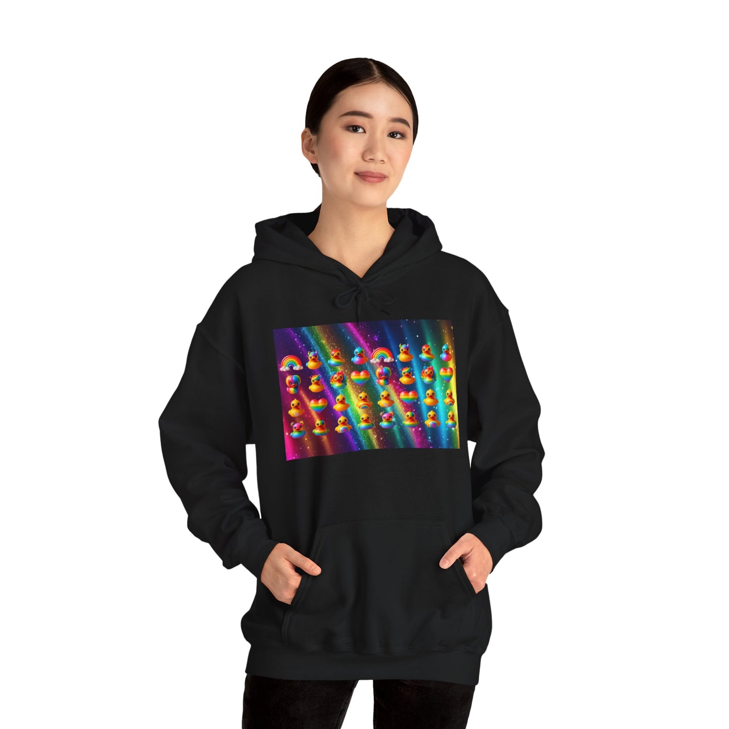 Rainbow Rubber Ducky Pride Hoodie – Cozy & Colorful All-Over Print Sweatshirt – Fun LGBTQ+ Streetwear & Pride Fashion