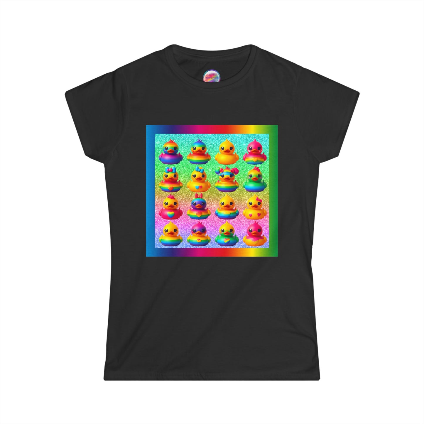 Rainbow Rubber Ducky T-Shirt – Soft All-Over Print Tee for Pride & Fun Fashion – Cute & Playful Everyday Style