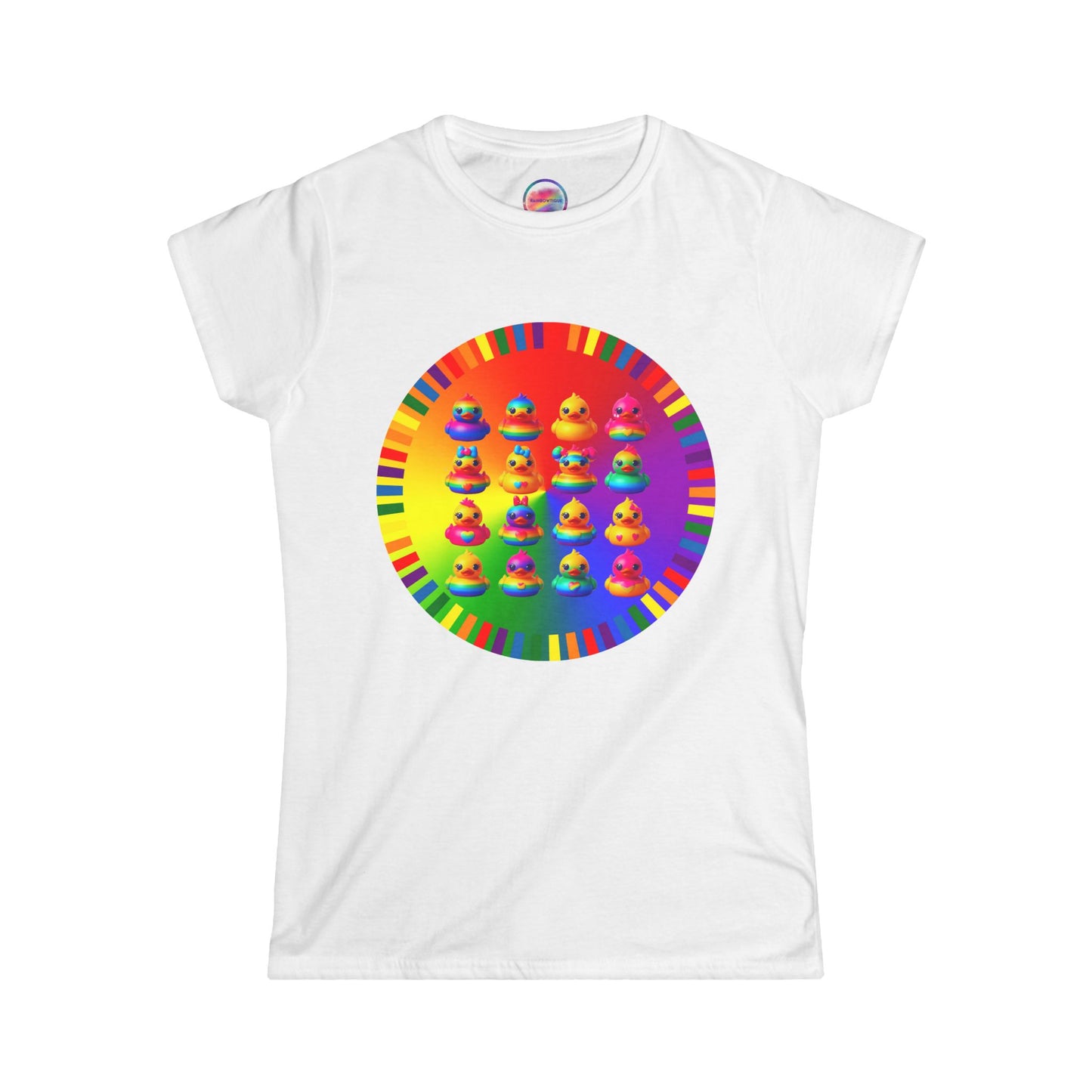 Rainbow Rubber Ducky T-Shirt – Soft All-Over Print Tee for Pride & Fun Fashion – Cute & Playful Everyday Style