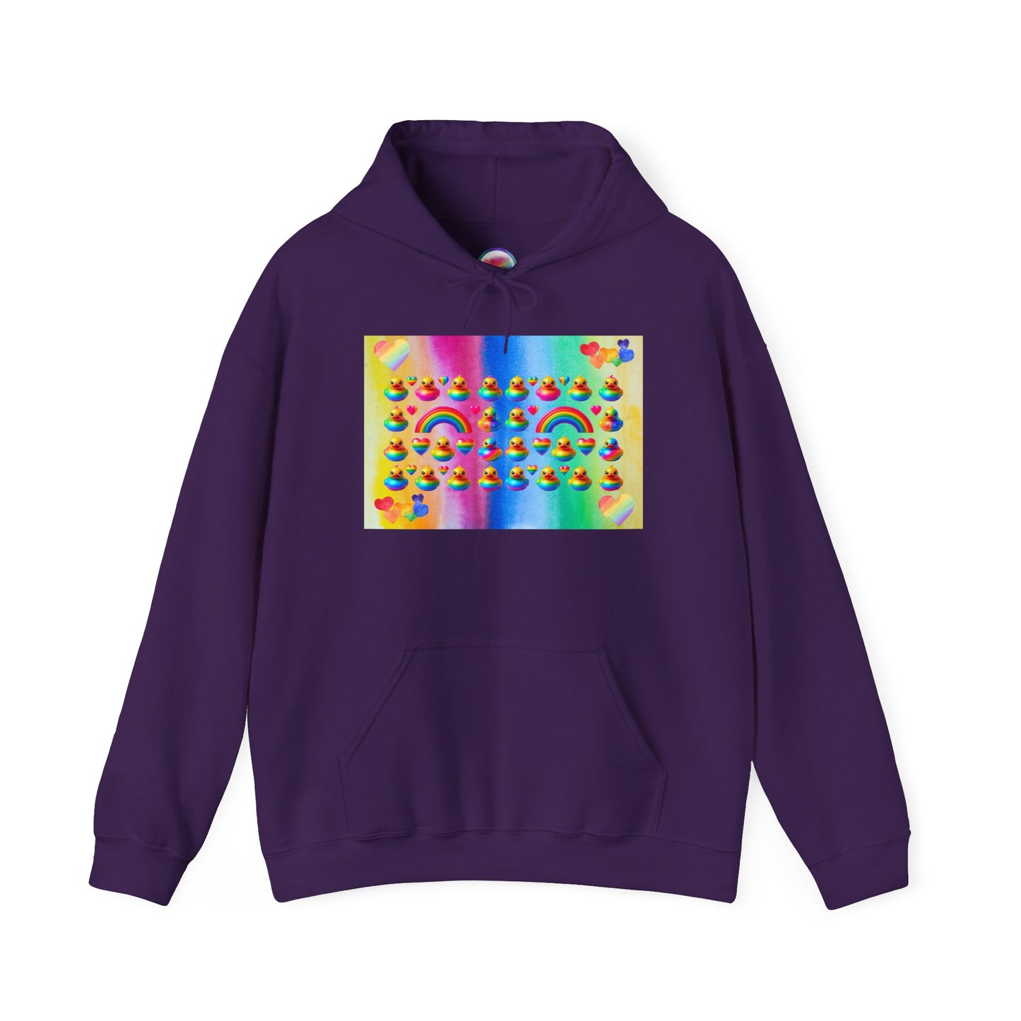 Rainbow Rubber Ducky Pride Hoodie – Cute & Cozy All-Over Print Sweatshirt – LGBTQ+ Equality & Everyday Comfort