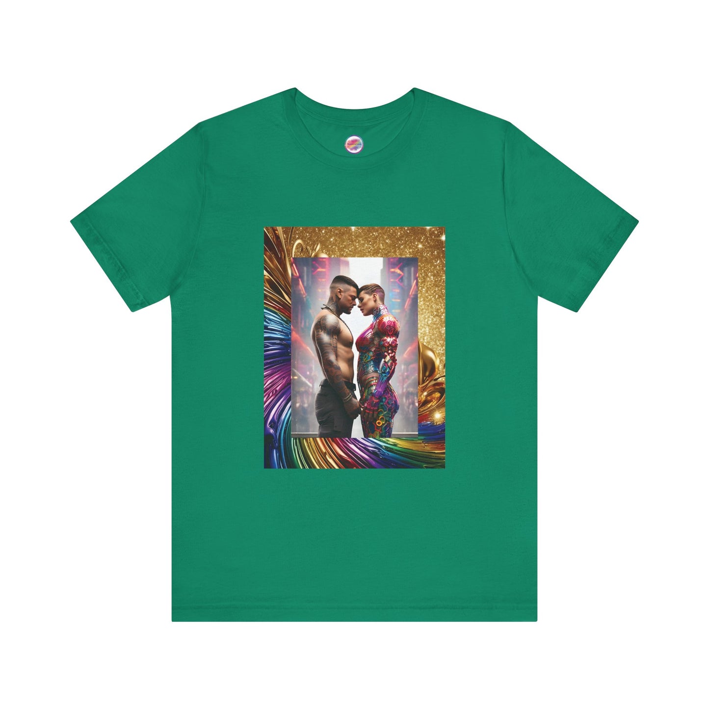 AI Rainbow Robot LoveisLove Pride T-Shirt – Bold & Futuristic – LGBTQ+ Pride & Cyberpunk Fashion