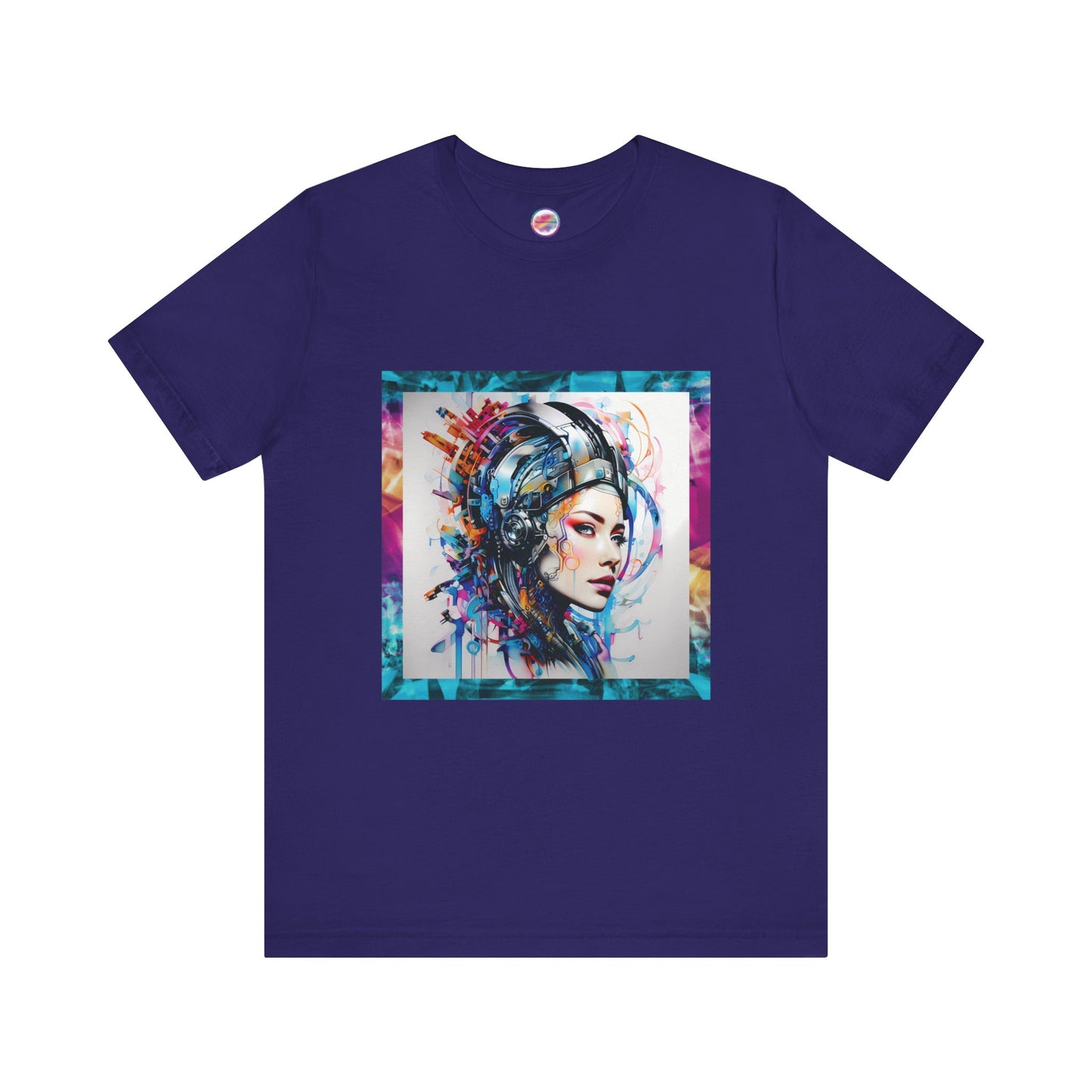 AI Cyberpunk Cyborg T-Shirt – Bold All-Over Print Tee for High-Fashion Streetwear – Futuristic LGBTQ+ Expression