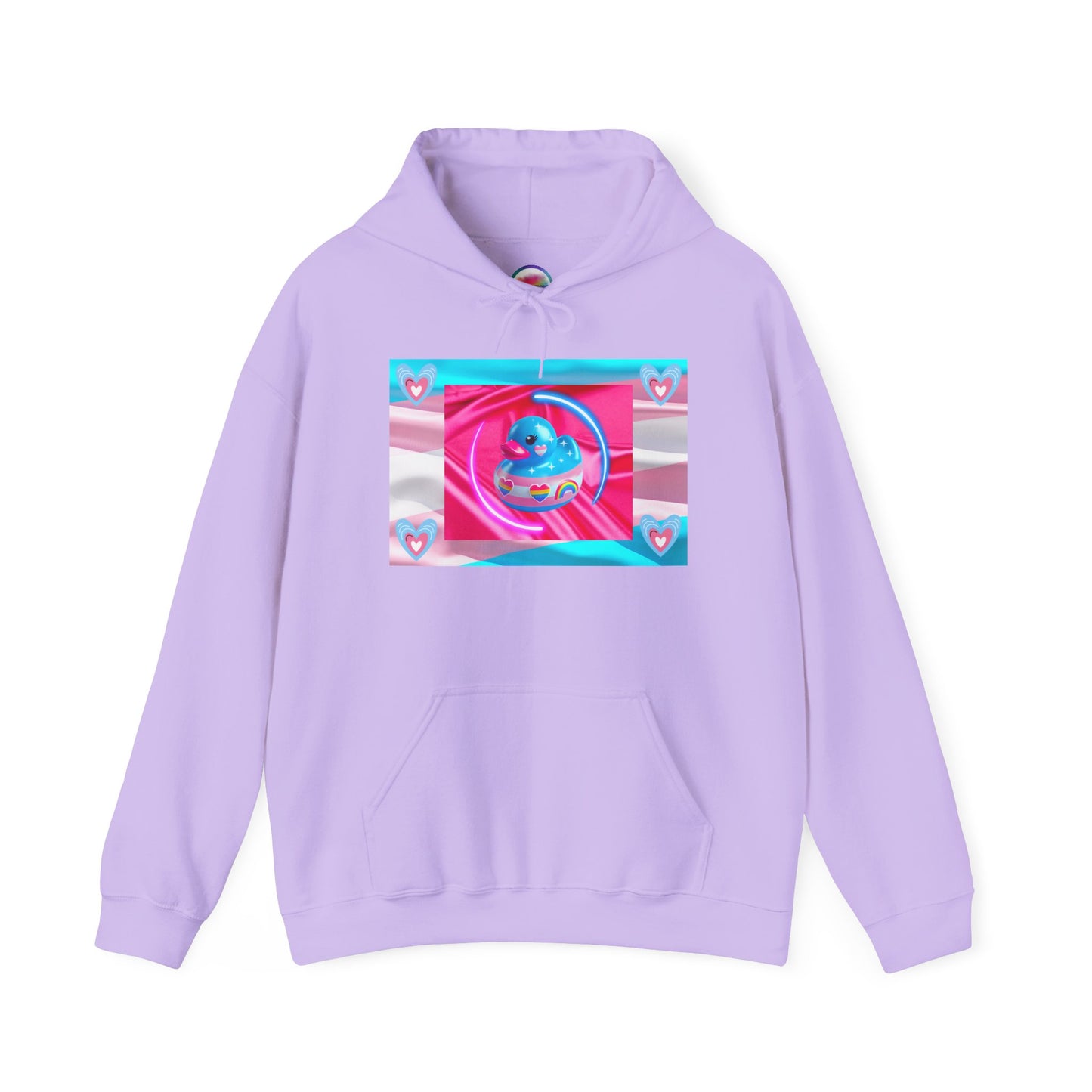 Rainbow Rubber Ducky Trans-Pride Hoodie – Cozy & Cute All-Over Print Sweatshirt – LGBTQ+ Comfort & Pride Fashion