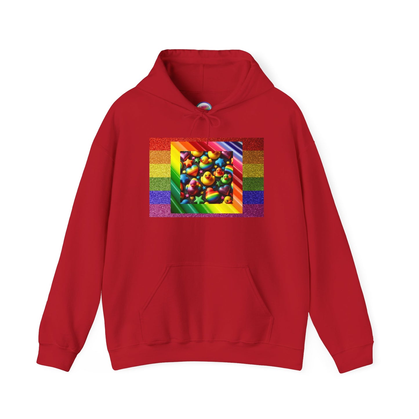 Rainbow Rubber Ducky Pride Hoodie – Cozy & Colorful All-Over Print Sweatshirt – Fun LGBTQ+ Streetwear & Pride Fashion