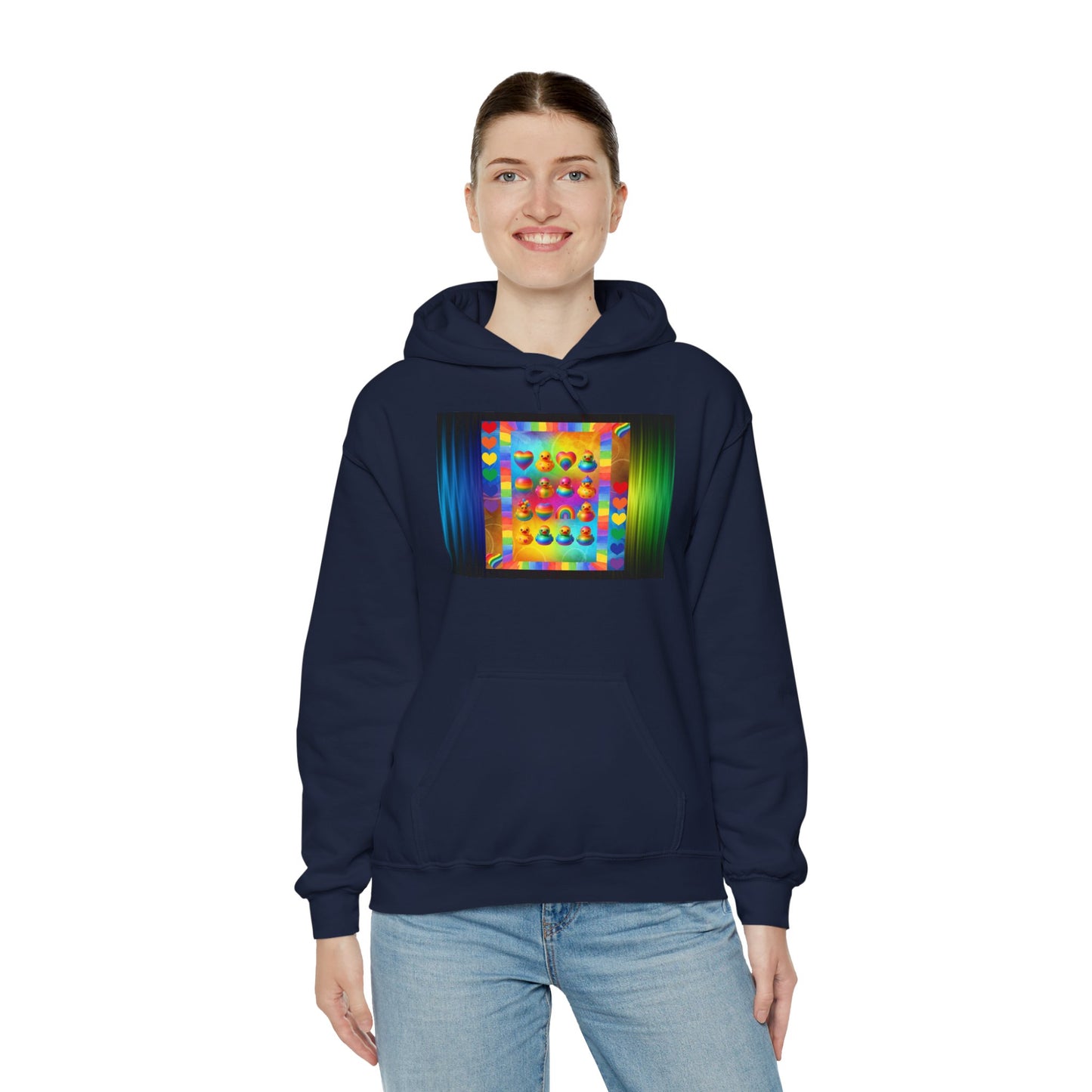 Rainbow Rubber Ducky Pride Hoodie – Cozy & Colorful All-Over Print Sweatshirt – Fun LGBTQ+ Streetwear & Pride Fashion