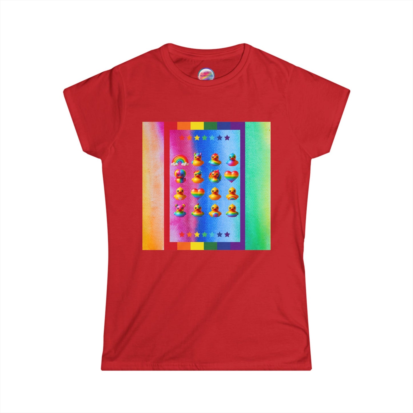 Rainbow Rubber Ducky T-Shirt – Soft All-Over Print Tee for Pride & Fun Fashion – Cute & Playful Everyday Style