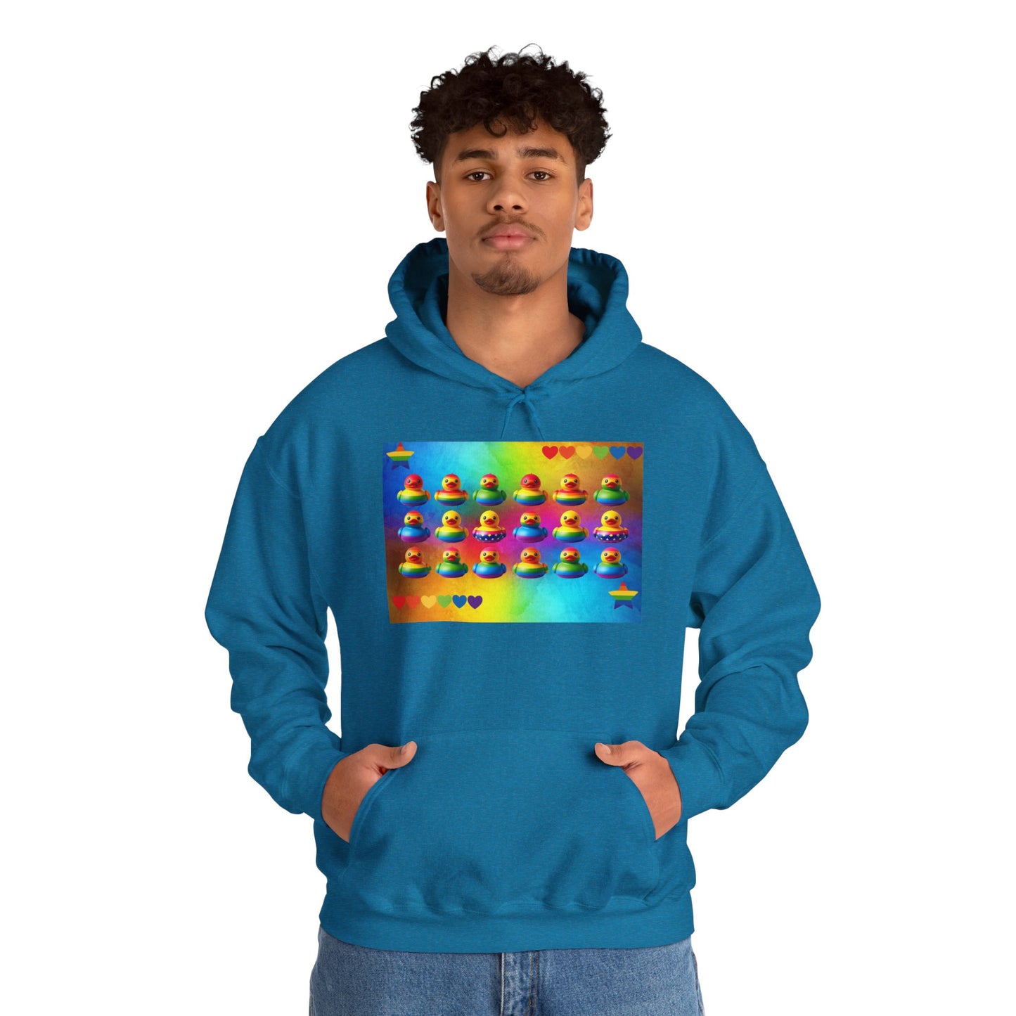 Rainbow Rubber Ducky Pride Hoodie – Cozy & Colorful All-Over Print Sweatshirt – Fun LGBTQ+ Streetwear & Pride Fashion
