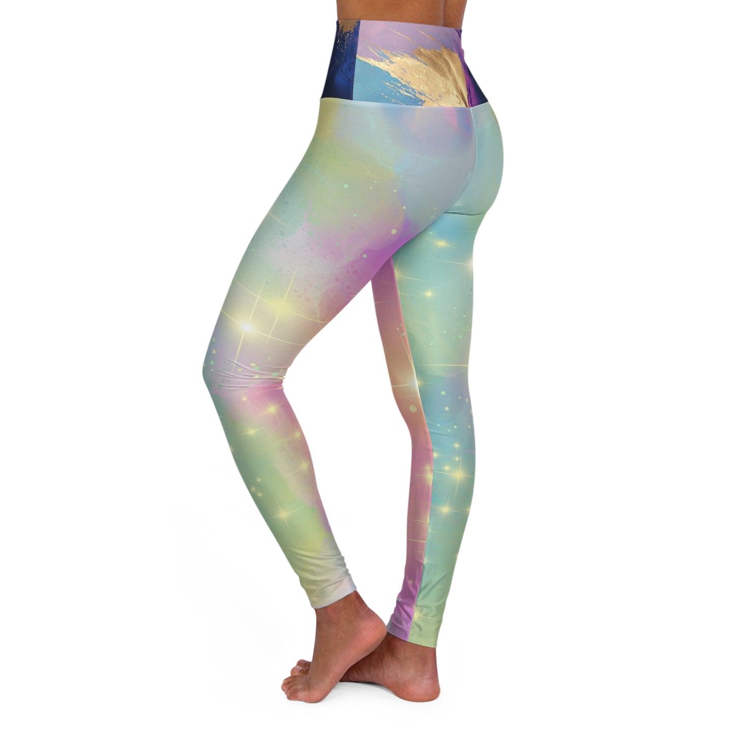 Cosmic Stardust Glow Leggings – Celestial Rainbow Pride Activewear | High-Waisted Stretchy Galaxy Leggings by Rainbowtique