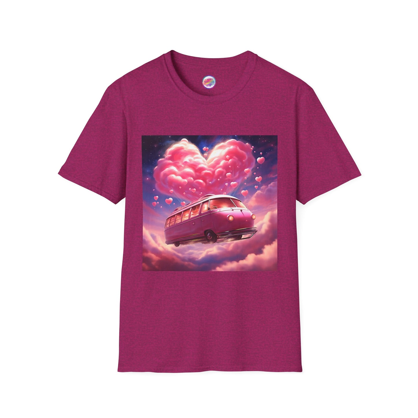 Rainbow Magical Retro Love Bug Space Bus T-Shirt – Whimsical & Playful All-Over Print Tee – Soft, Comfortable & Ethically Made