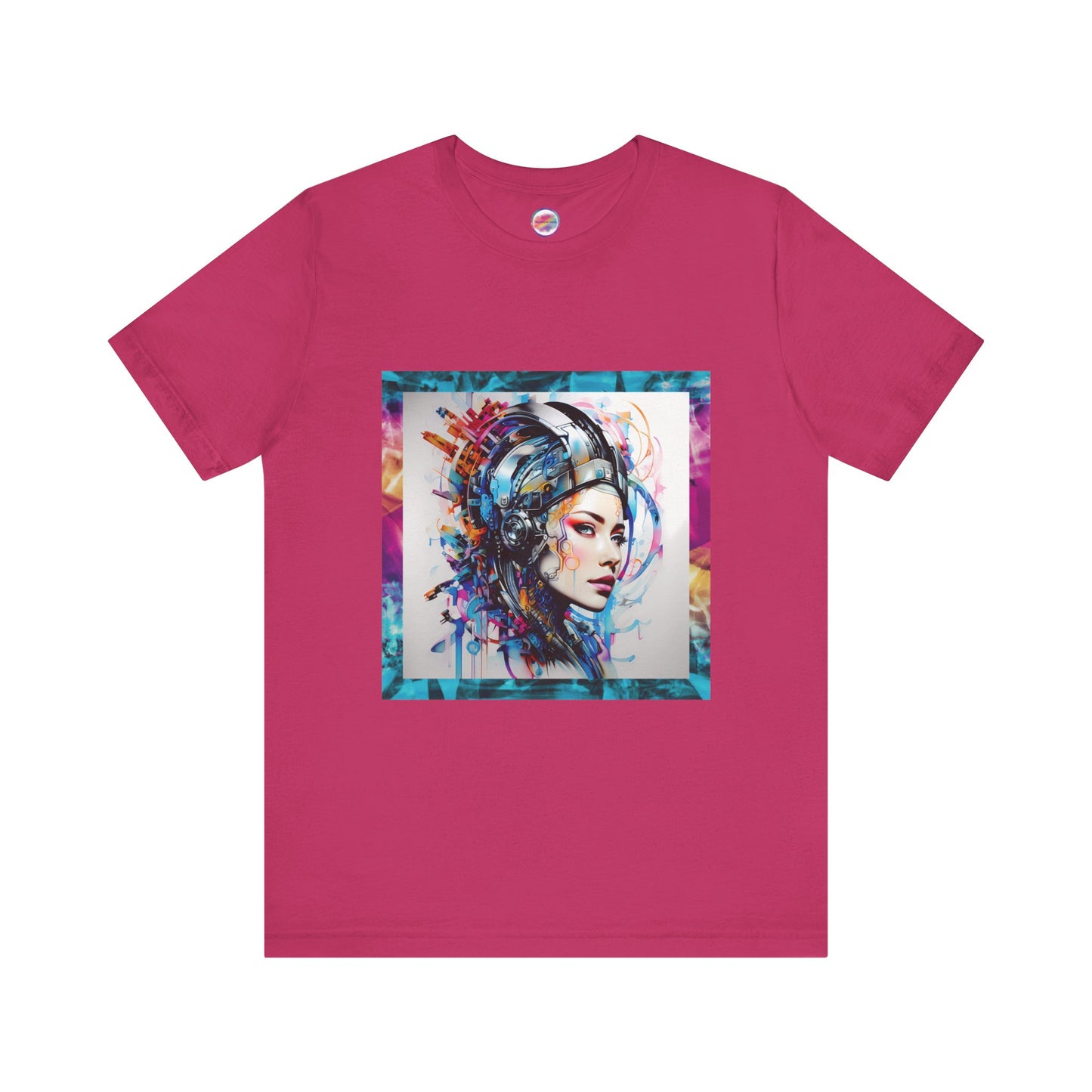 AI Cyberpunk Cyborg T-Shirt – Bold All-Over Print Tee for High-Fashion Streetwear – Futuristic LGBTQ+ Expression